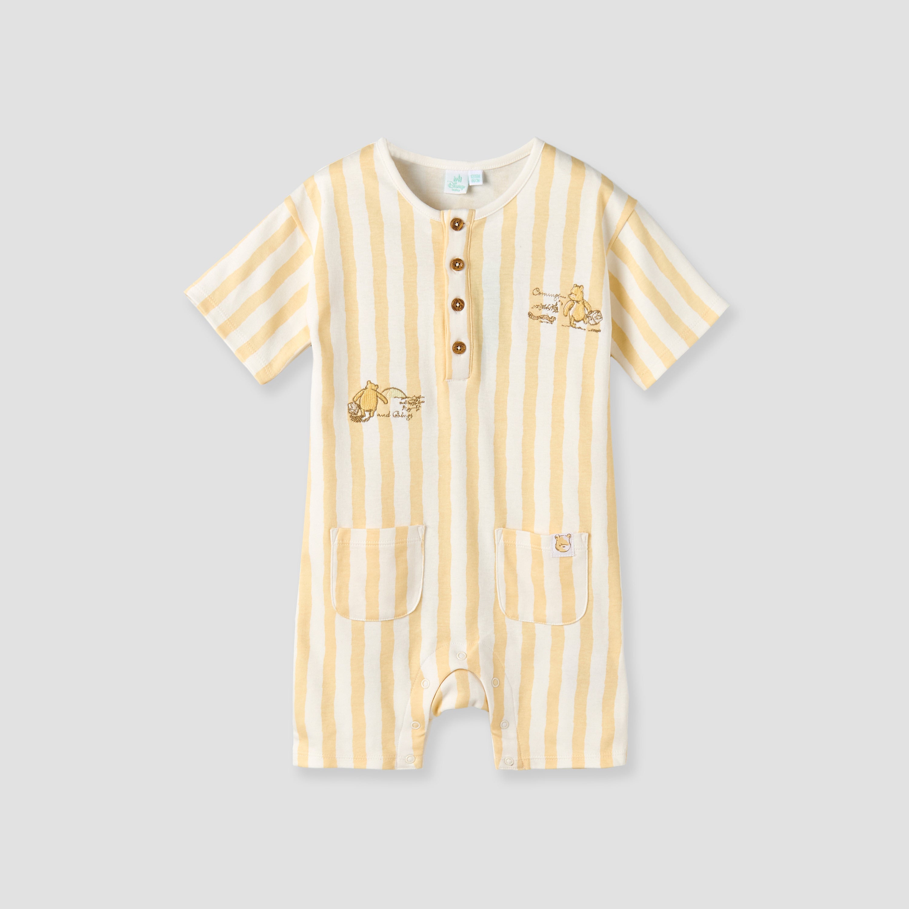 Pack of 2 Disney Round Neck Short Sleeve Romper with Snap Button Closure