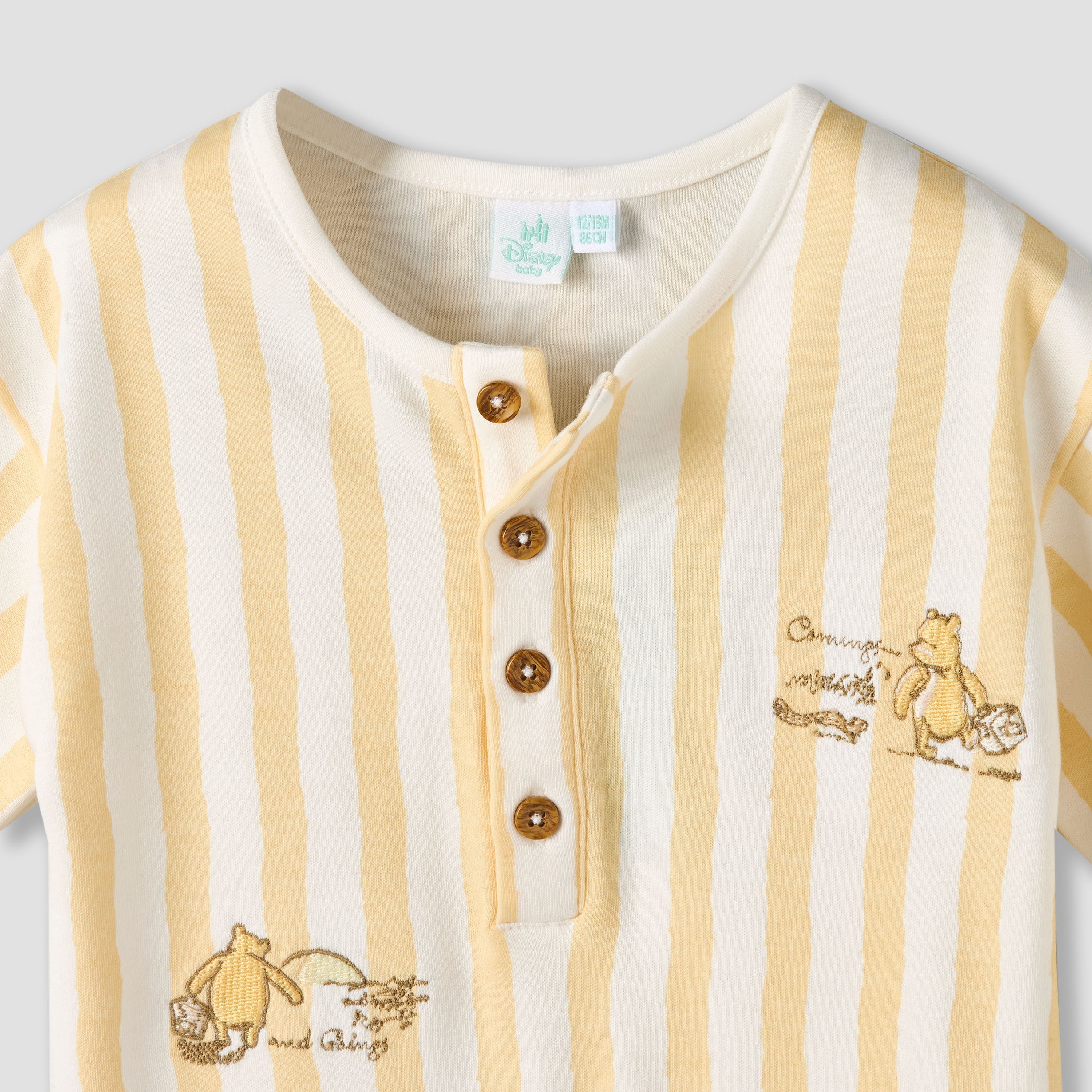 Pack of 2 Disney Round Neck Short Sleeve Romper with Snap Button Closure