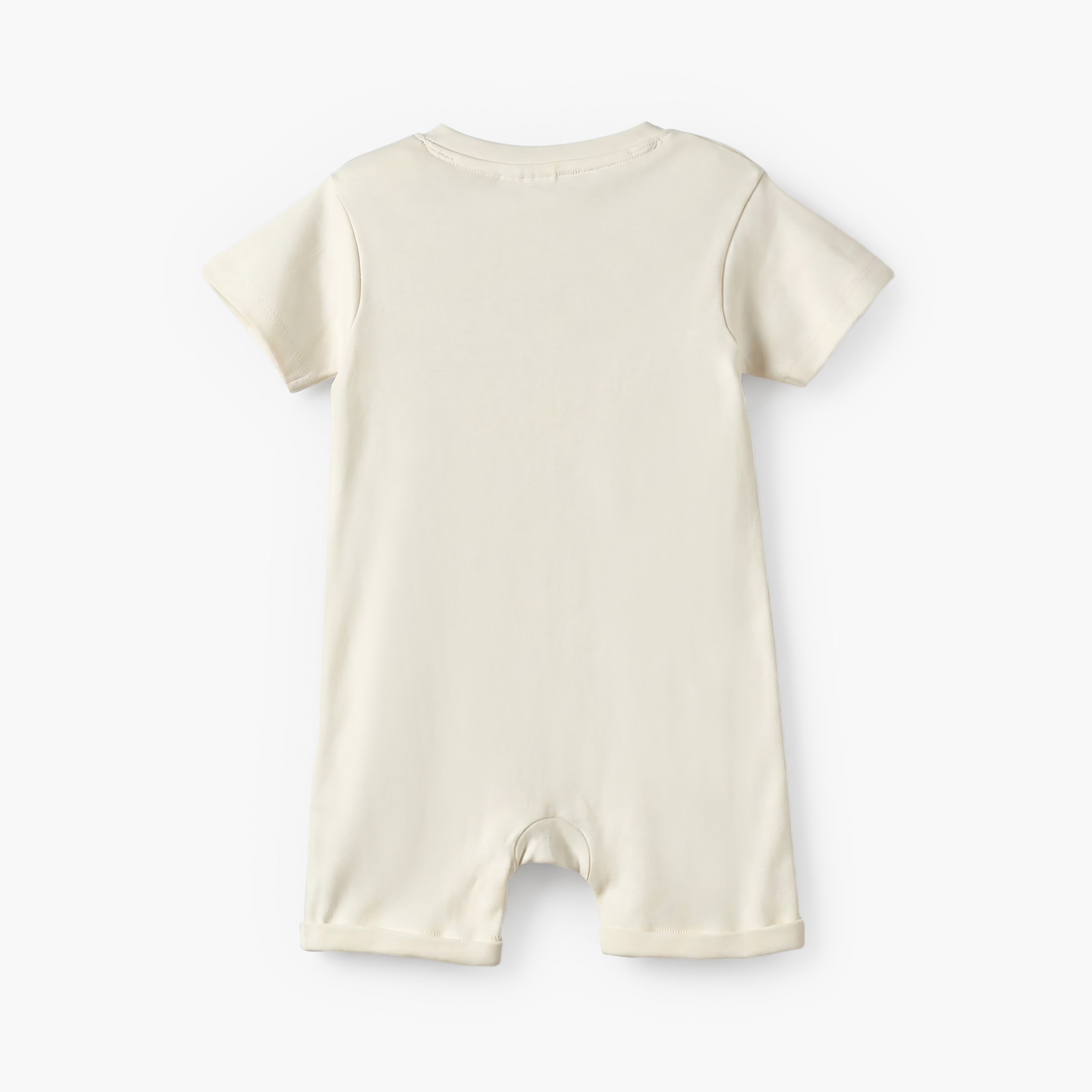 Disney Henley Neck Short Sleeves Romper with Mickey Mouse and Donald Duck Print