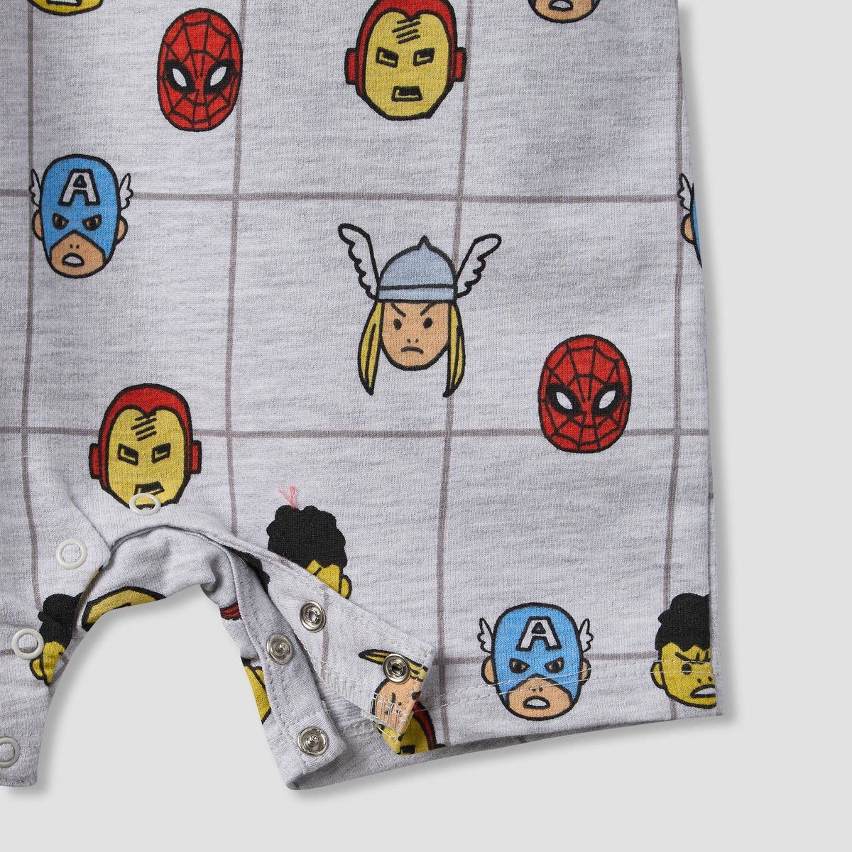Crew Neck Short Sleeves T-shirt and Dungaree Set with Avengers Print