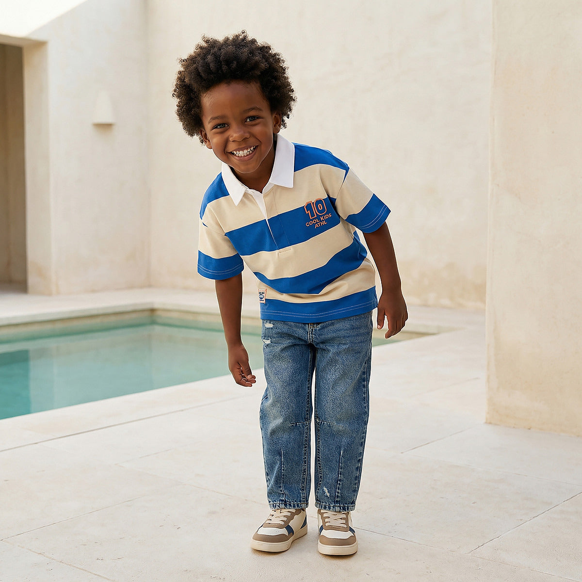 Juniors Collared Short Sleeves Polo T-shirt with Stripes