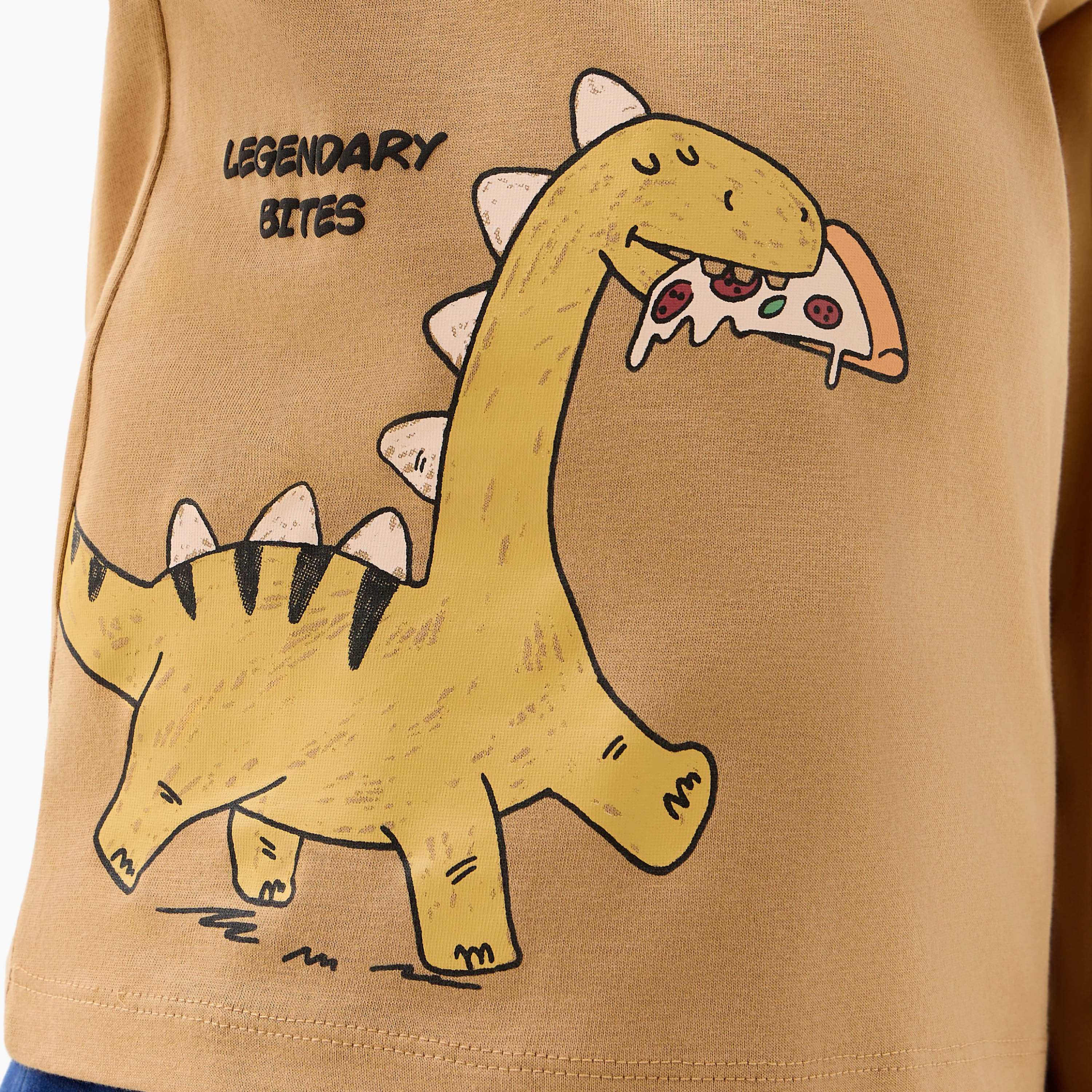 Juniors Crew Neck Short Sleeves T-shirt with Dinosaur Print