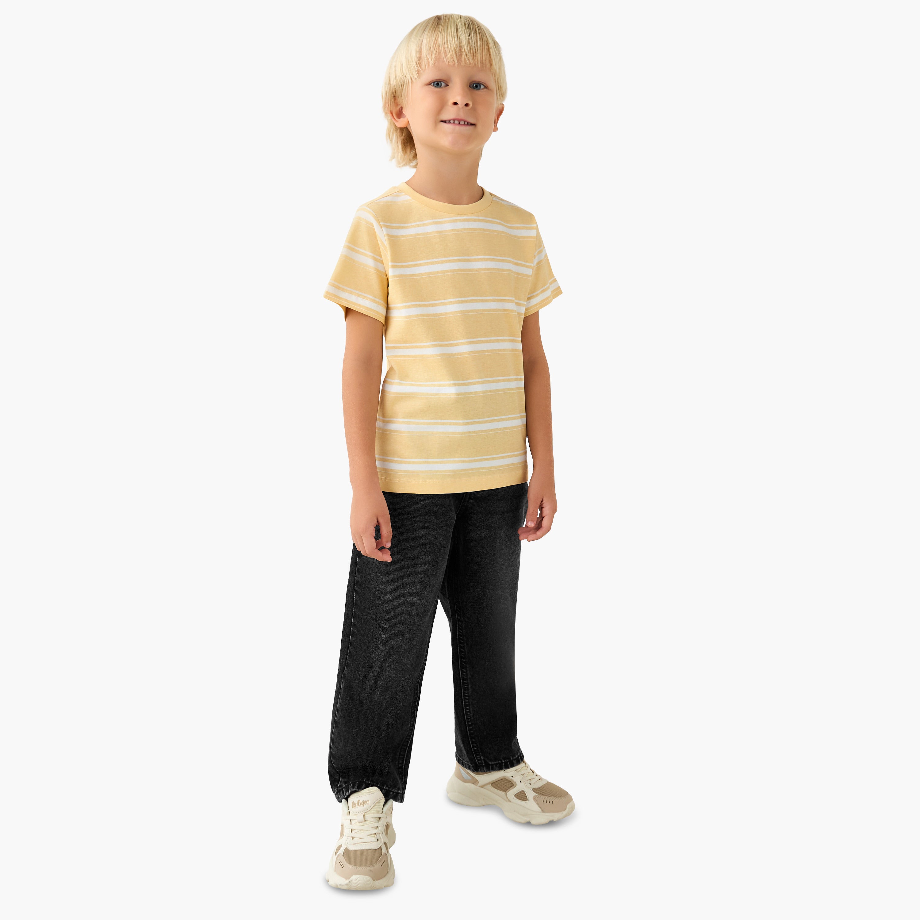 Juniors Crew Neck Short Sleeves T-shirt with Stripes