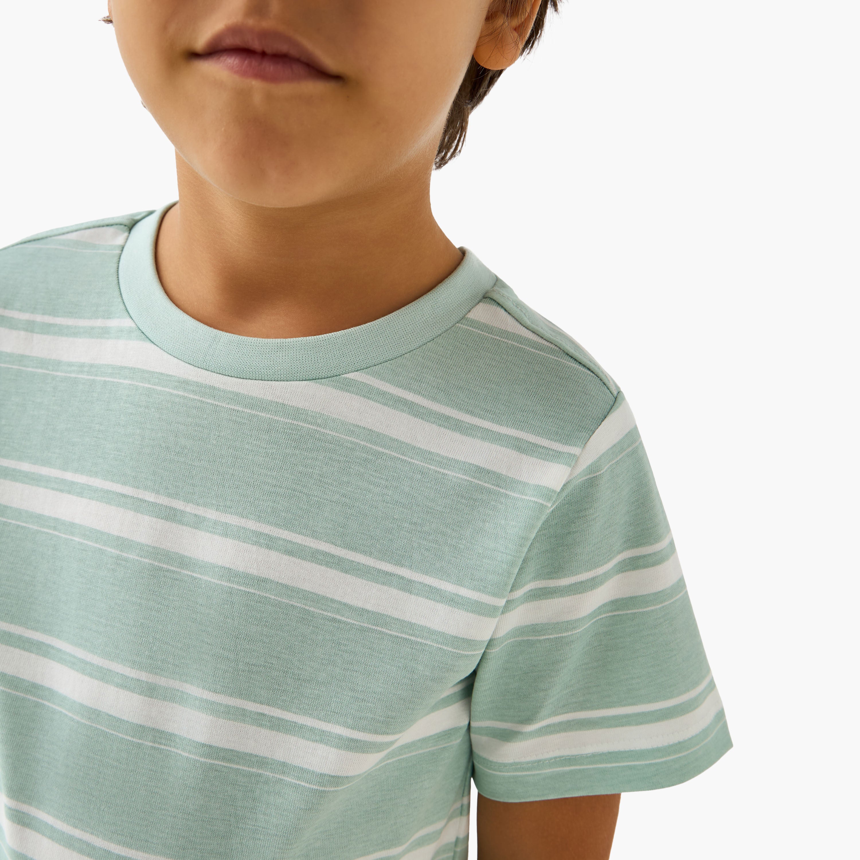 Juniors Crew Neck Short Sleeves T-shirt with Stripes