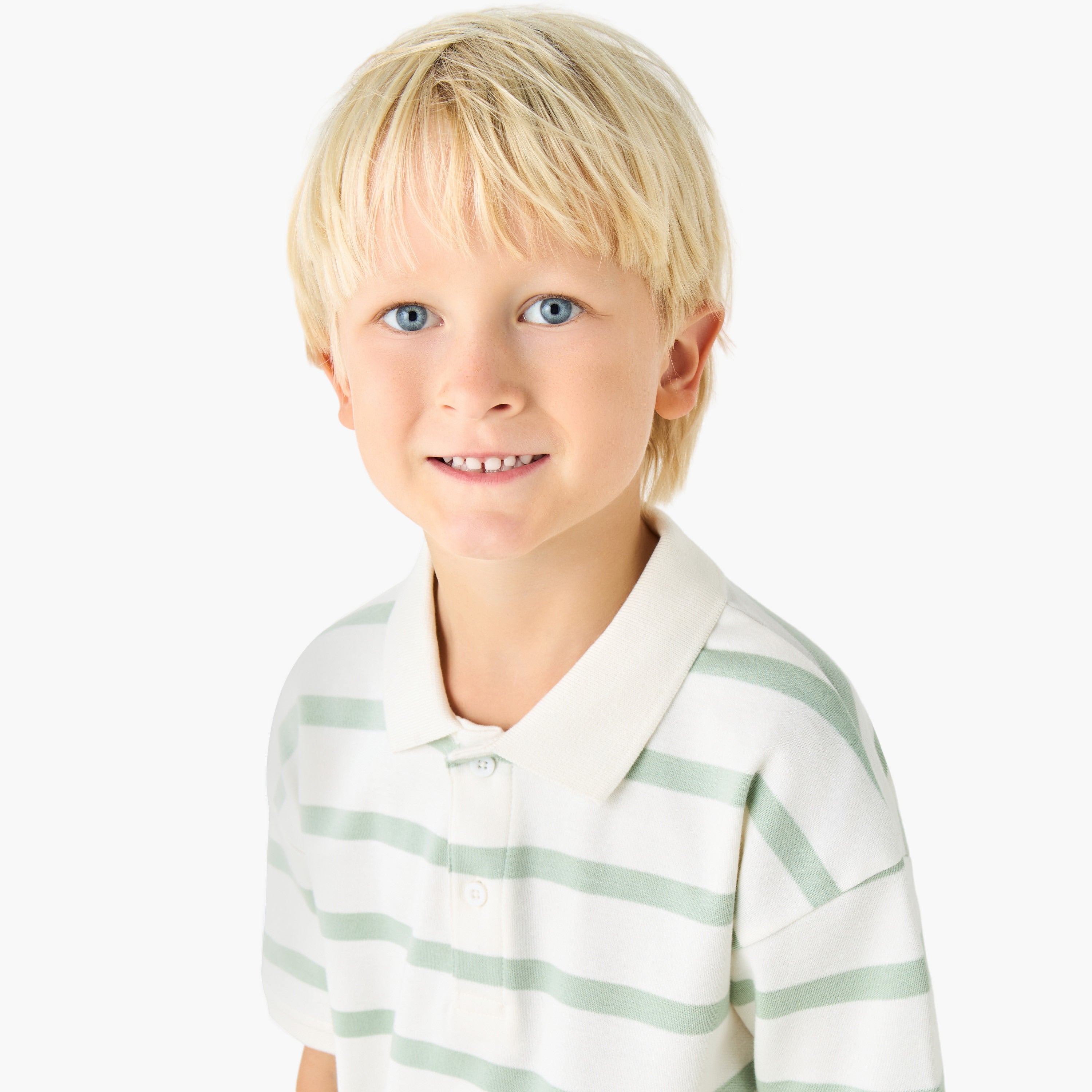 Juniors Collared Short Sleeves Polo T-shirt with Stripes