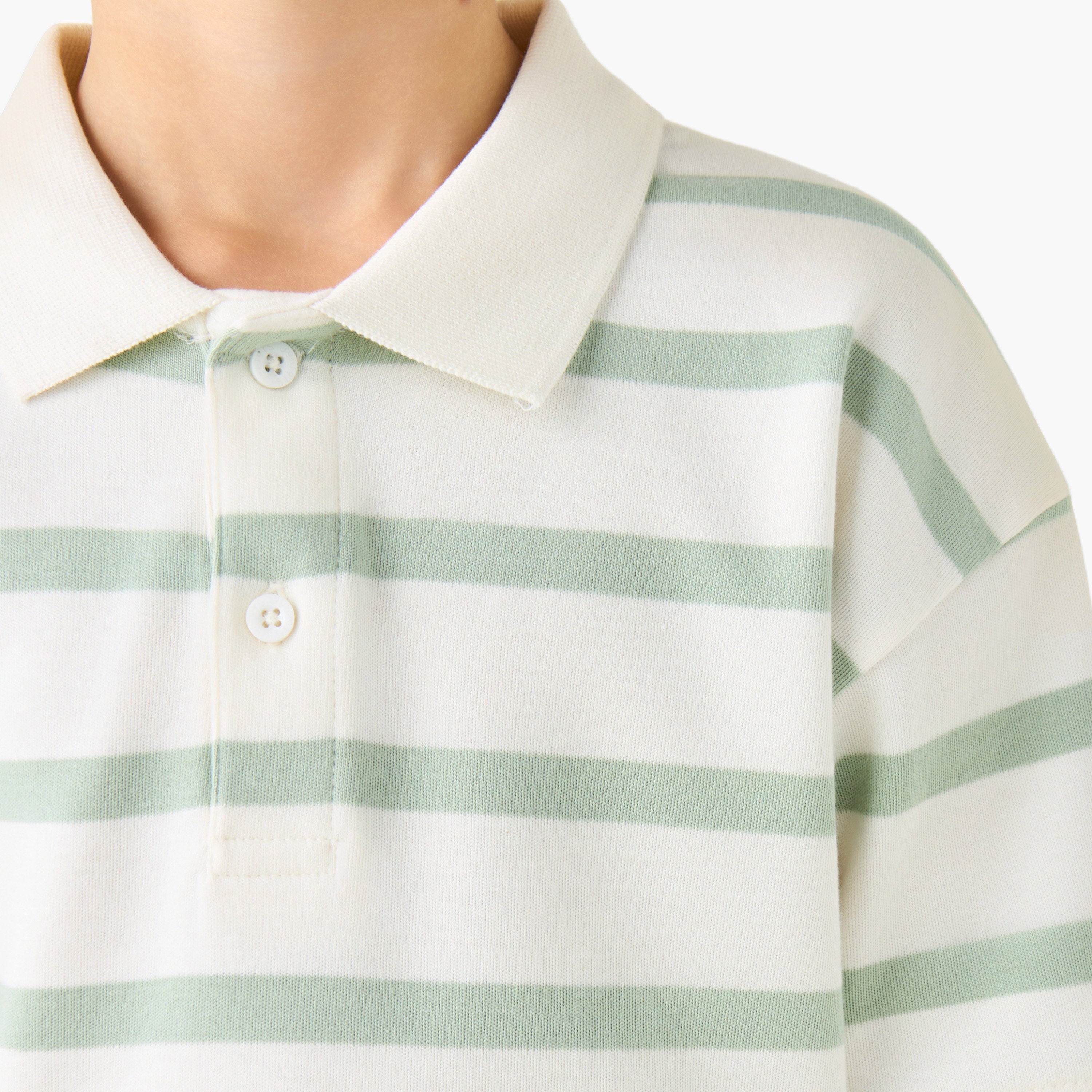 Juniors Collared Short Sleeves Polo T-shirt with Stripes