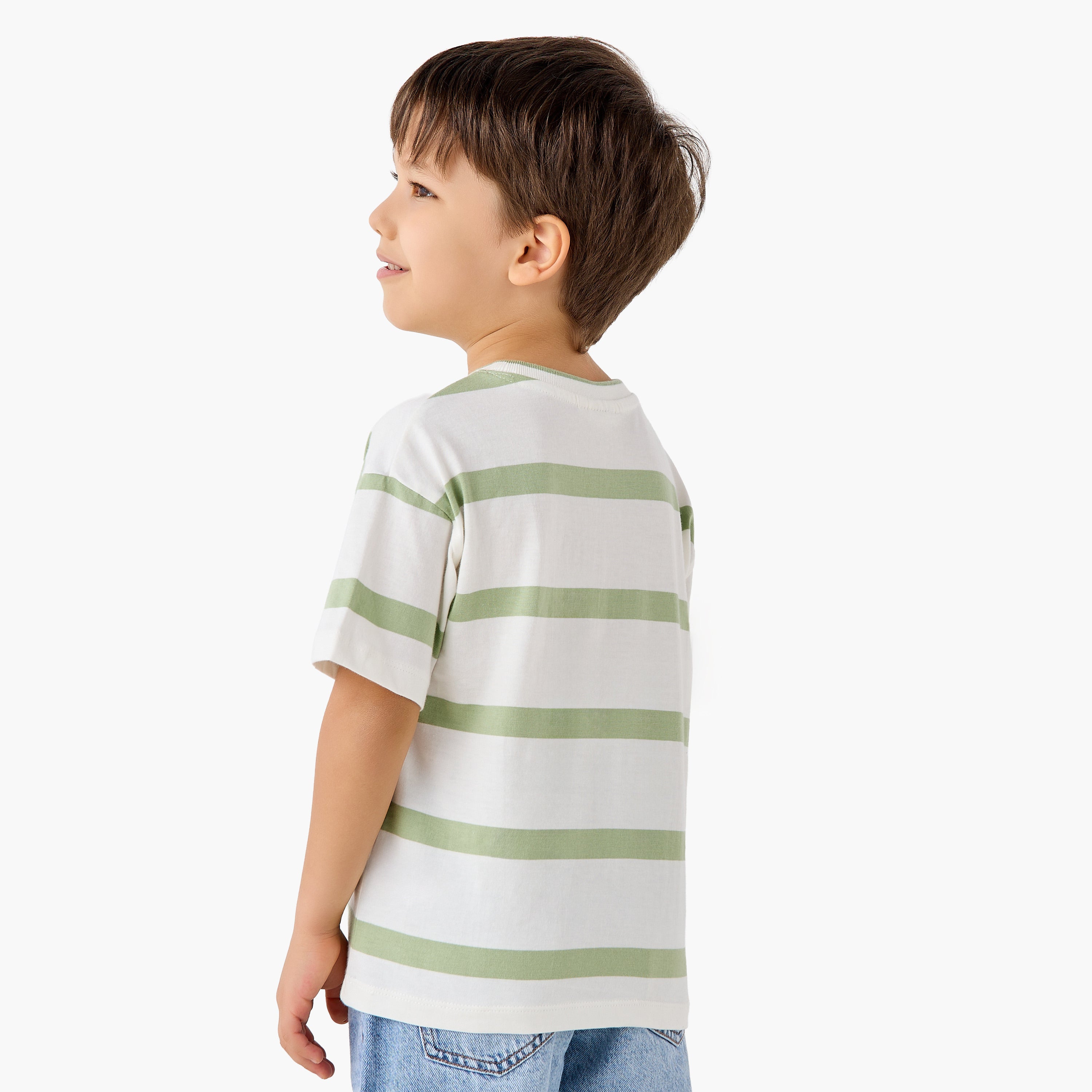 Juniors Crew Neck Short Sleeves T-shirt with Stripes