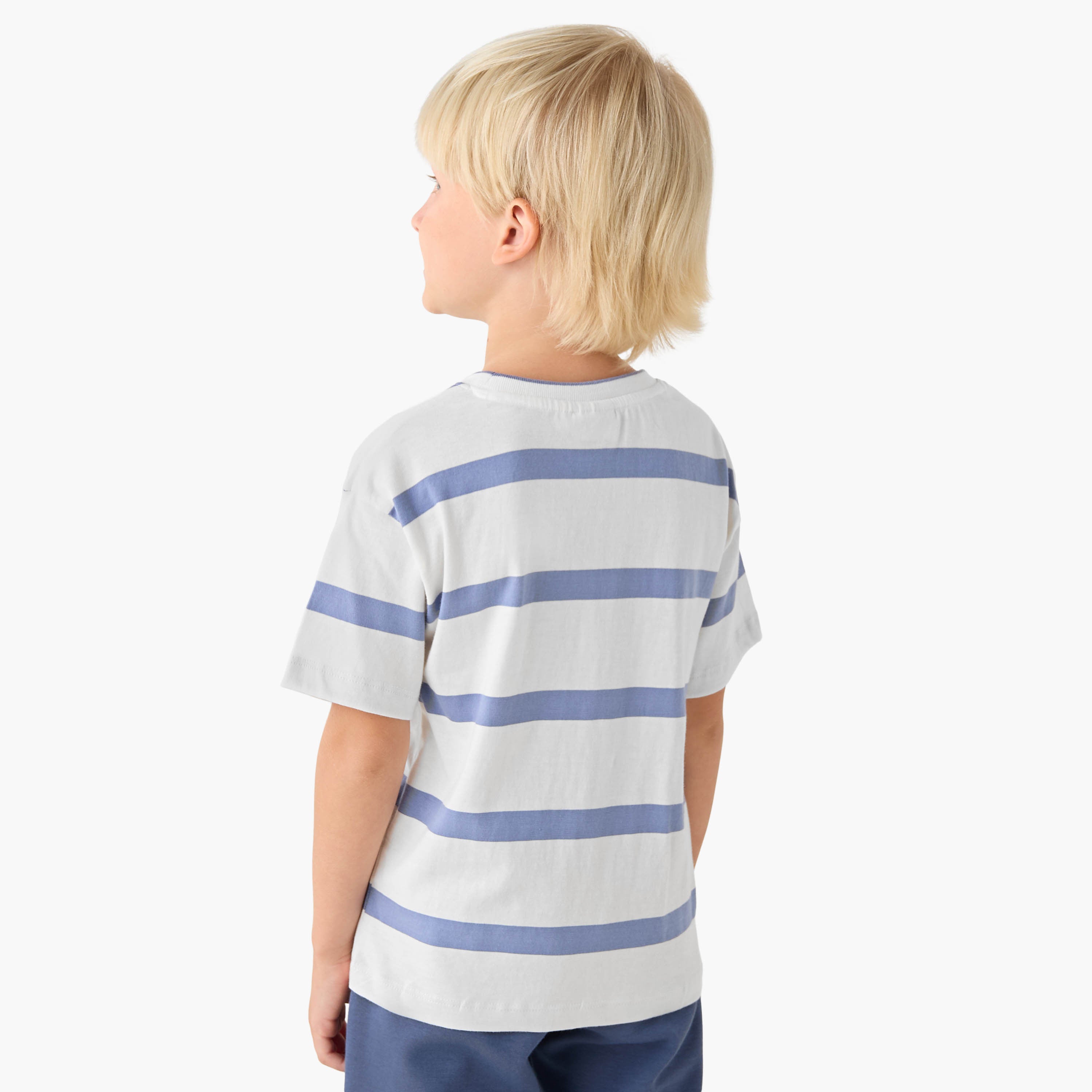Juniors Crew Neck Short Sleeves T-shirt with Stripes