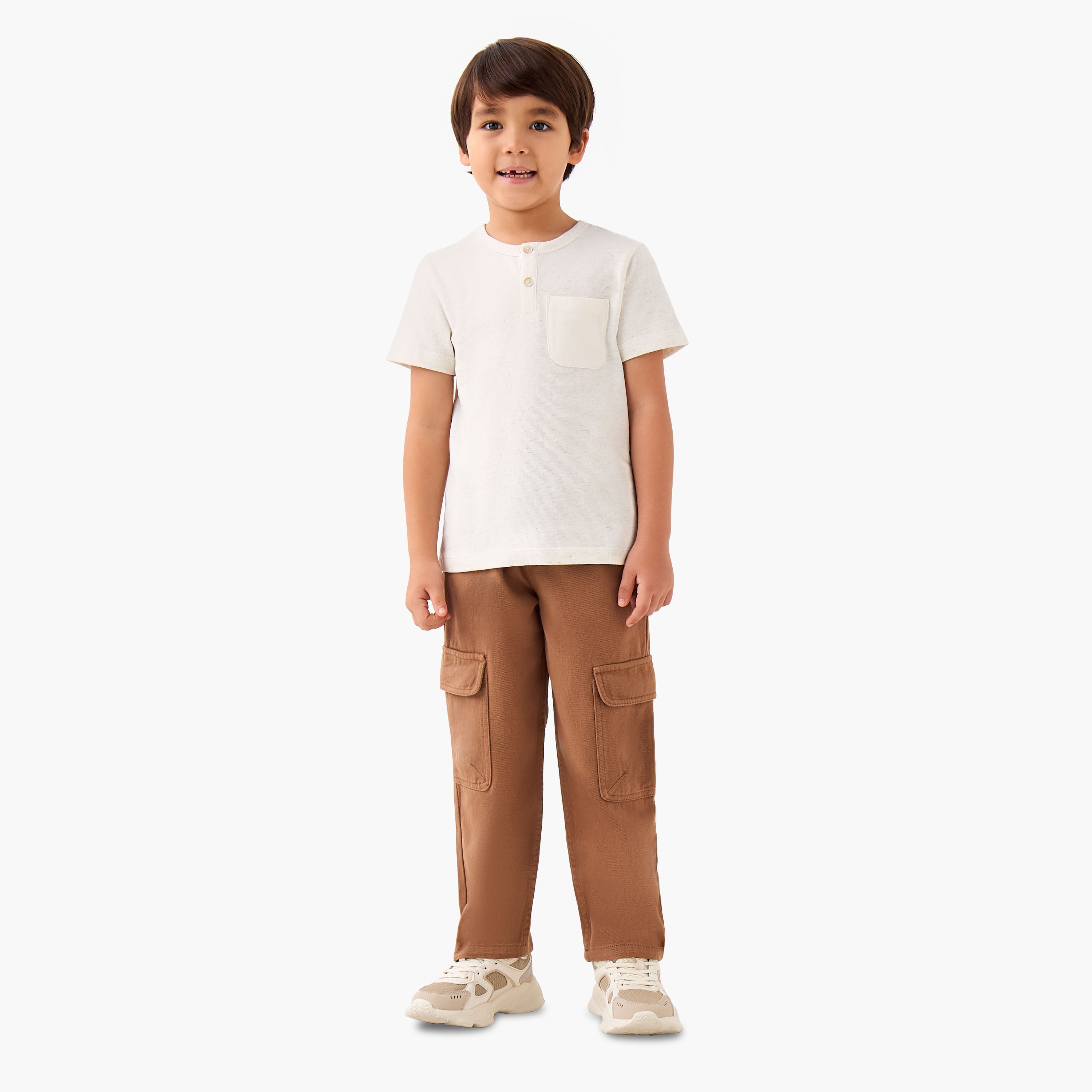 Juniors Henley Neck T-shirt with Pocket - Cotton - Short Sleeves