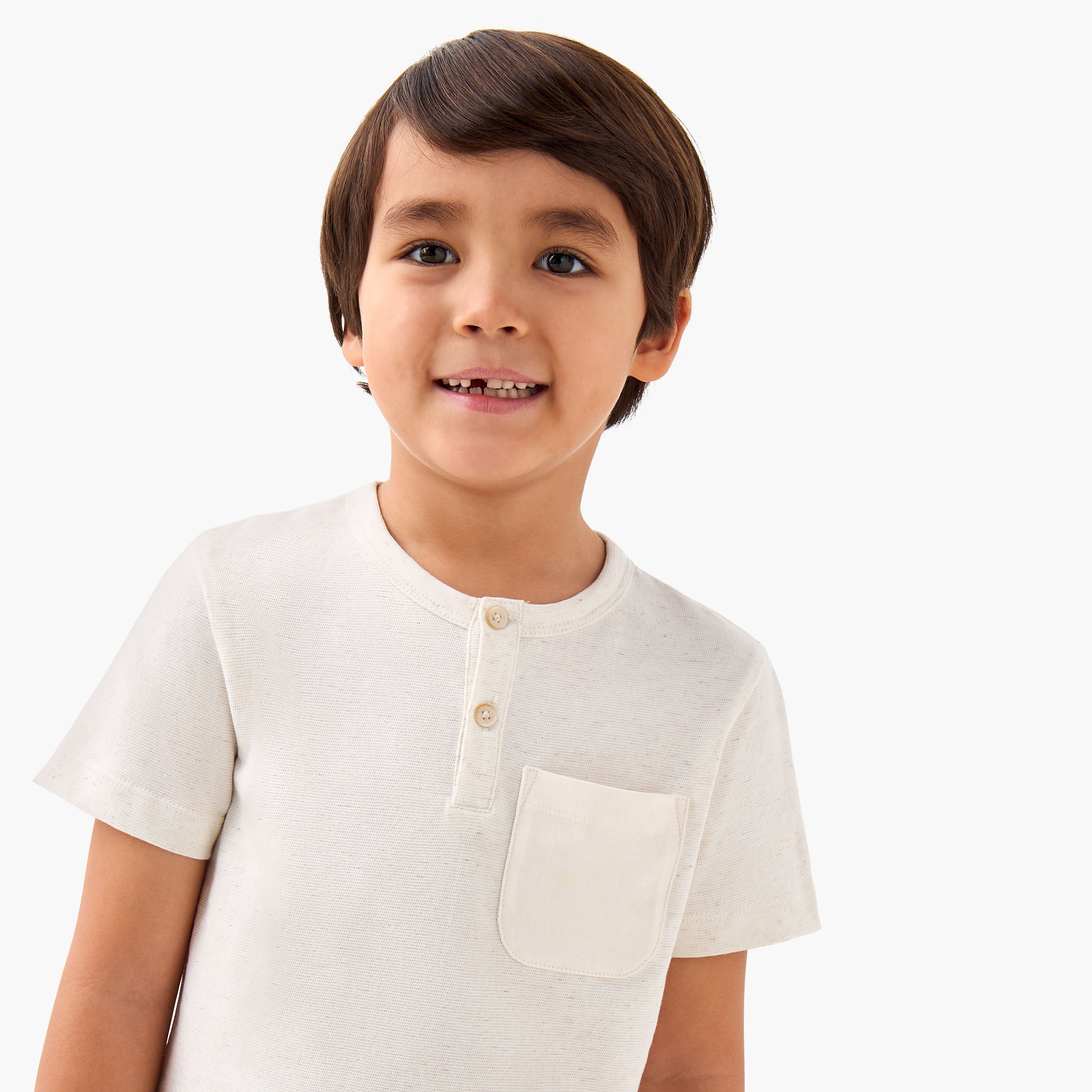 Juniors Henley Neck T-shirt with Pocket - Cotton - Short Sleeves