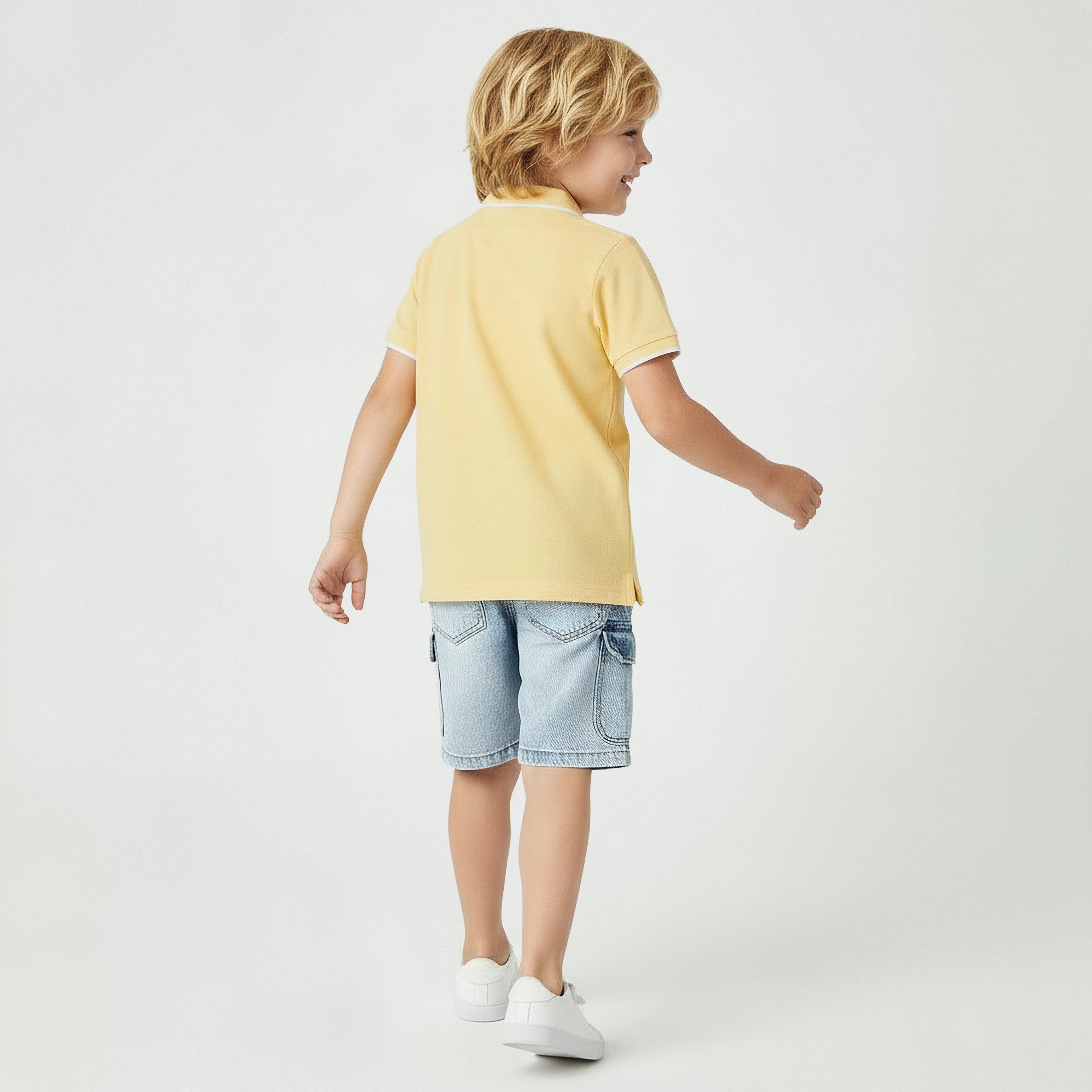 Juniors Boys Collared Short Sleeves T-shirt with Embroidery