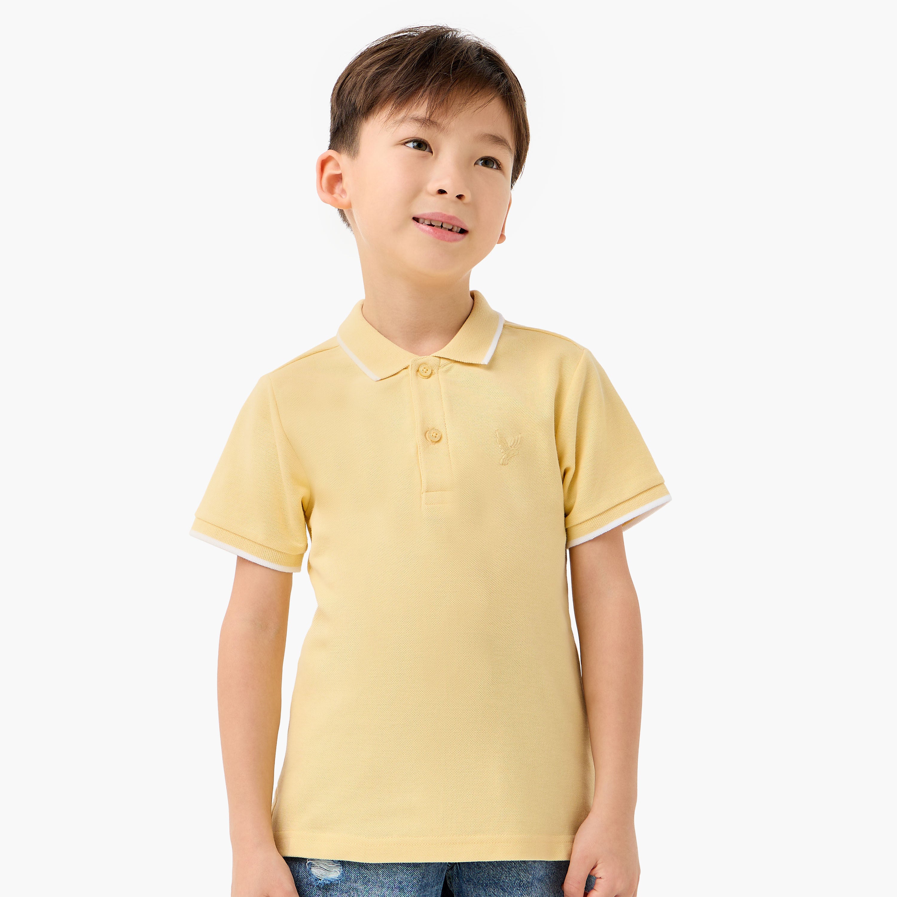 Juniors Boys Collared Short Sleeves T-shirt with Embroidery