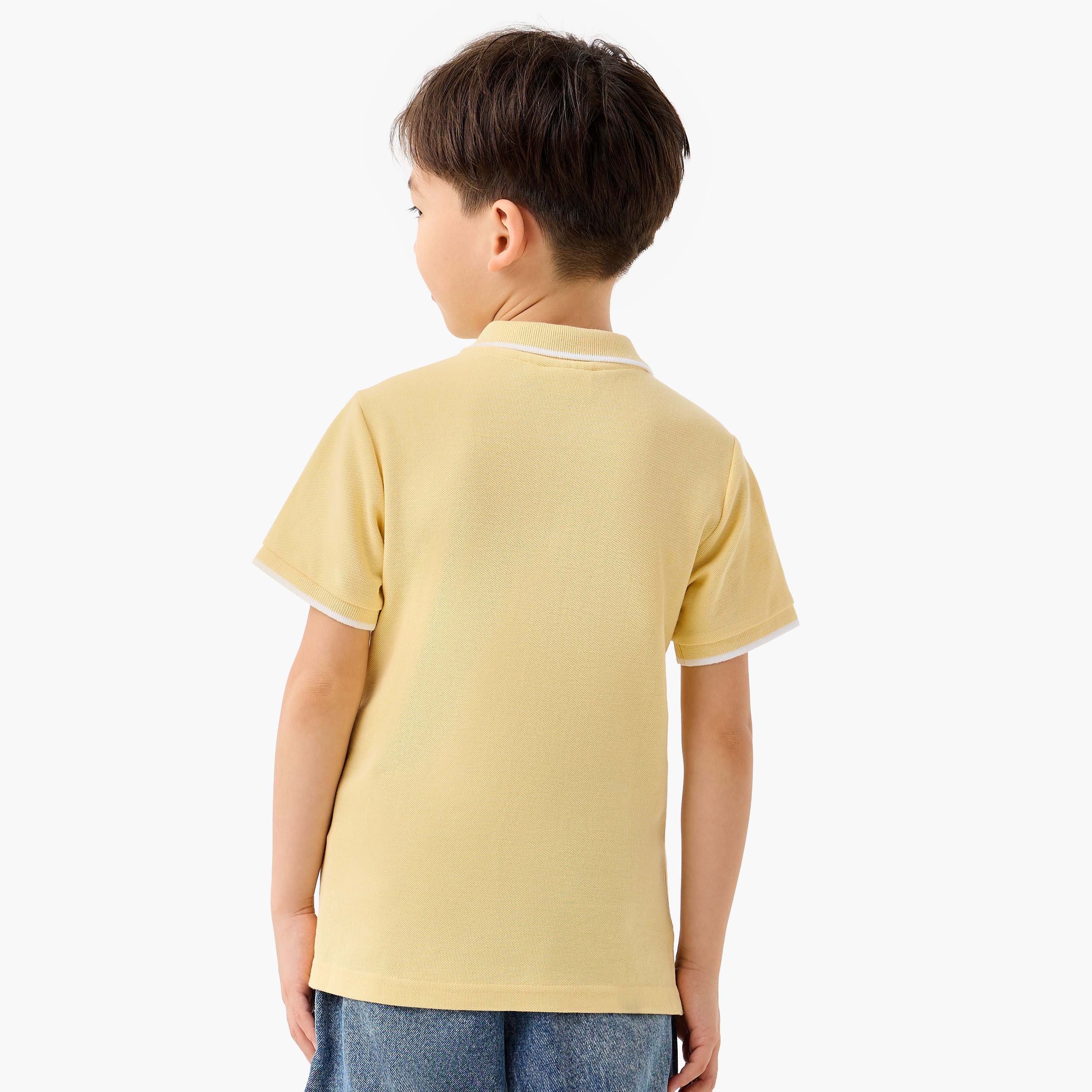 Juniors Boys Collared Short Sleeves T-shirt with Embroidery
