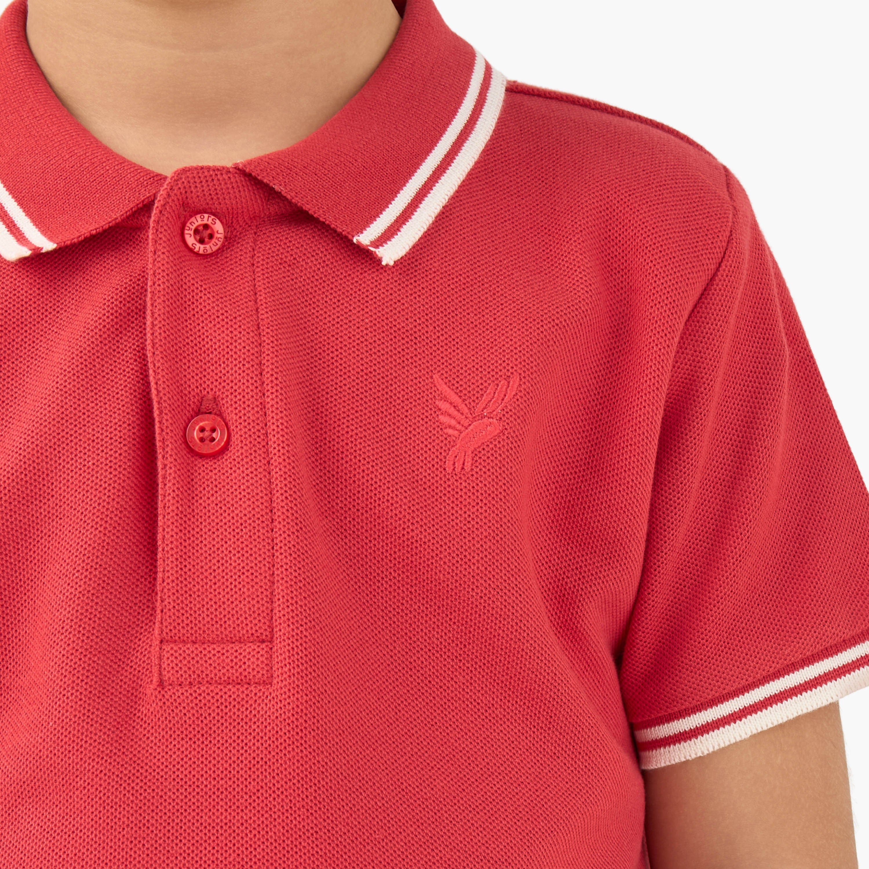 Juniors Polo Neck Short Sleeves T-shirt with Tipping Detail