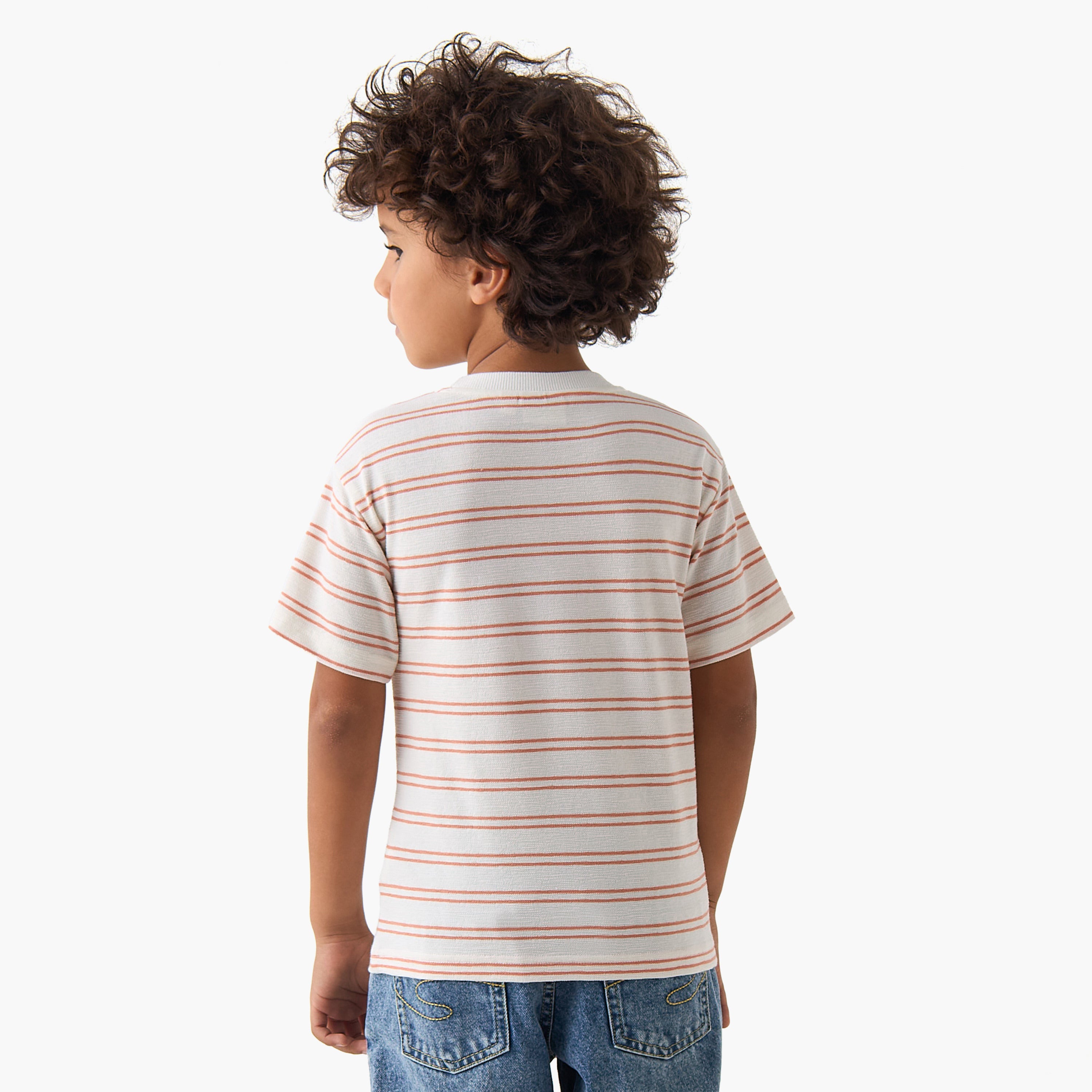 Juniors Crew Neck Short Sleeves T-shirt with Stripes