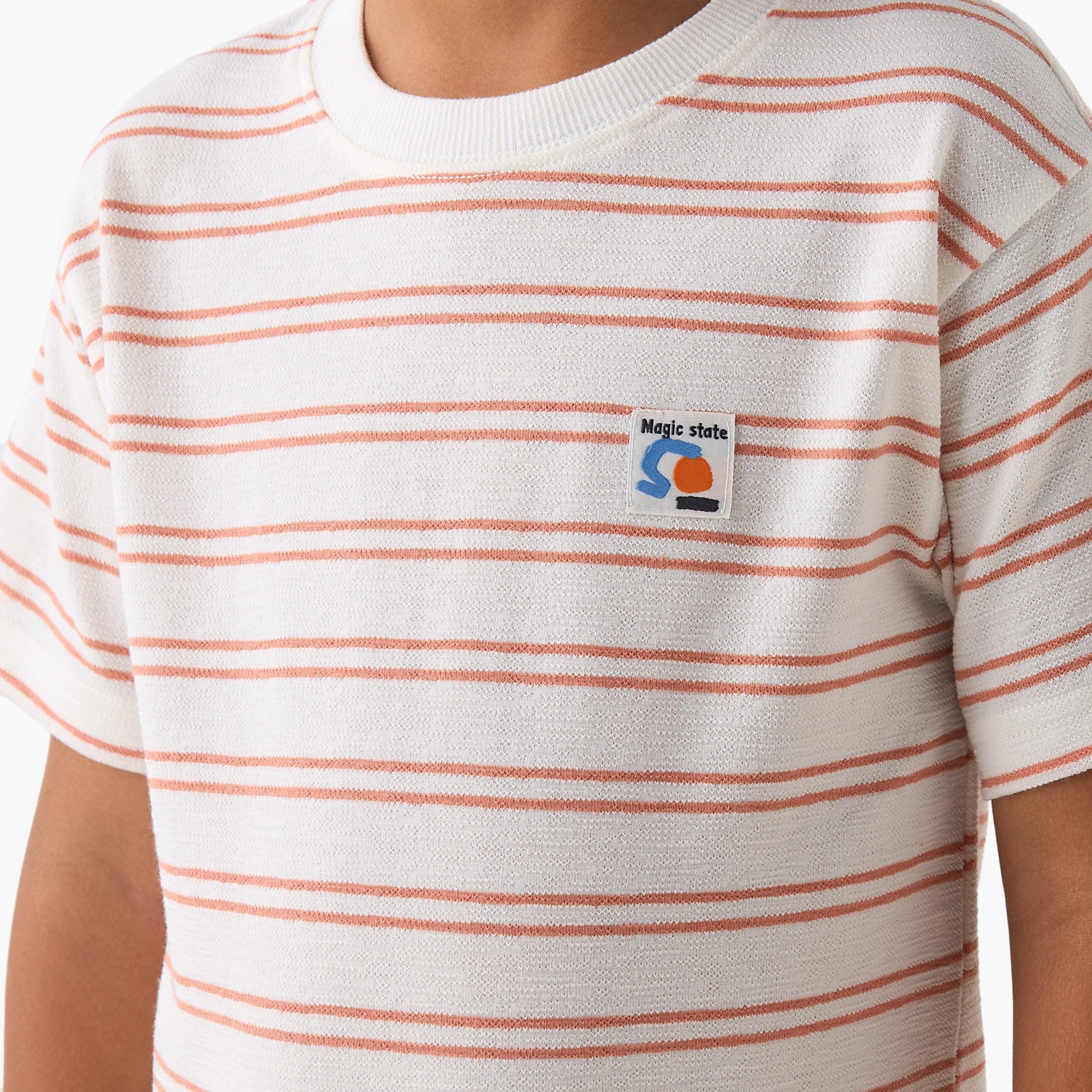 Juniors Crew Neck Short Sleeves T-shirt with Stripes
