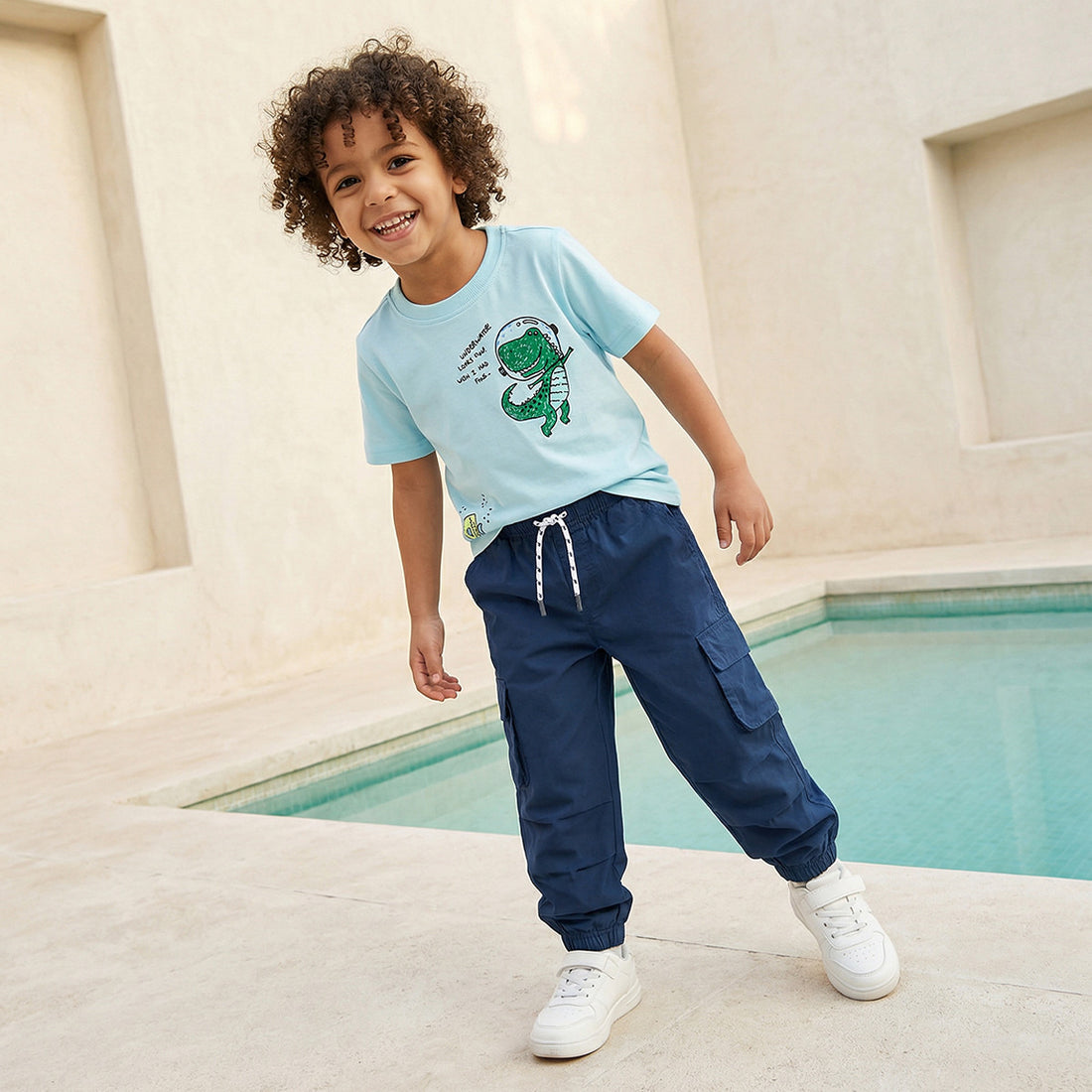 Juniors Crew Neck Short Sleeve T-shirt with Underwater Print