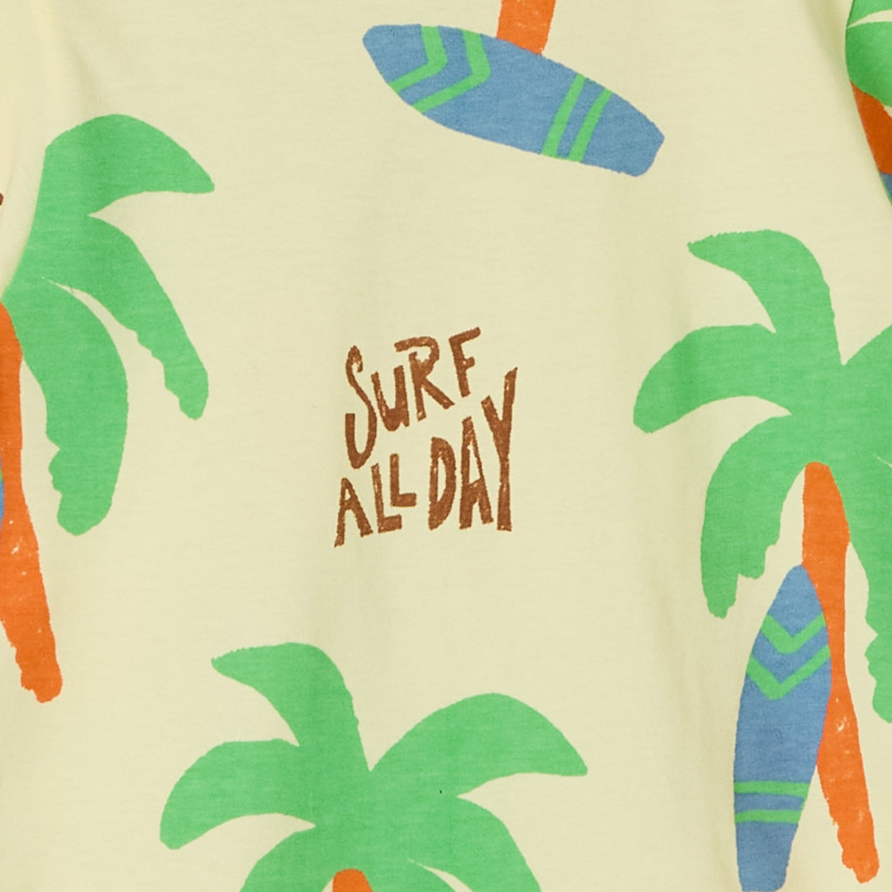 Juniors Crew Neck Short Sleeves T-shirt with Palm Tree Print