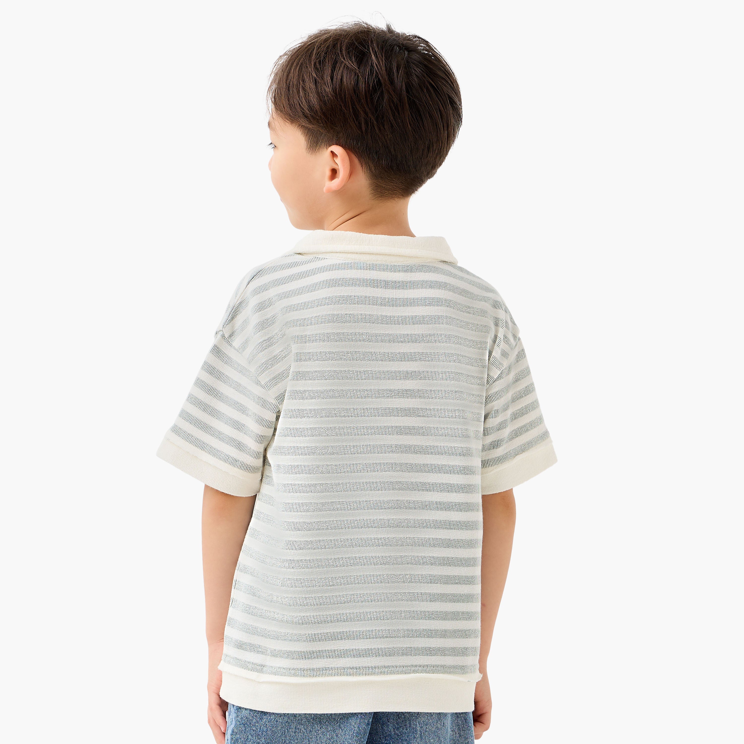 Juniors Collared Short Sleeves Polo T-shirt with Stripes