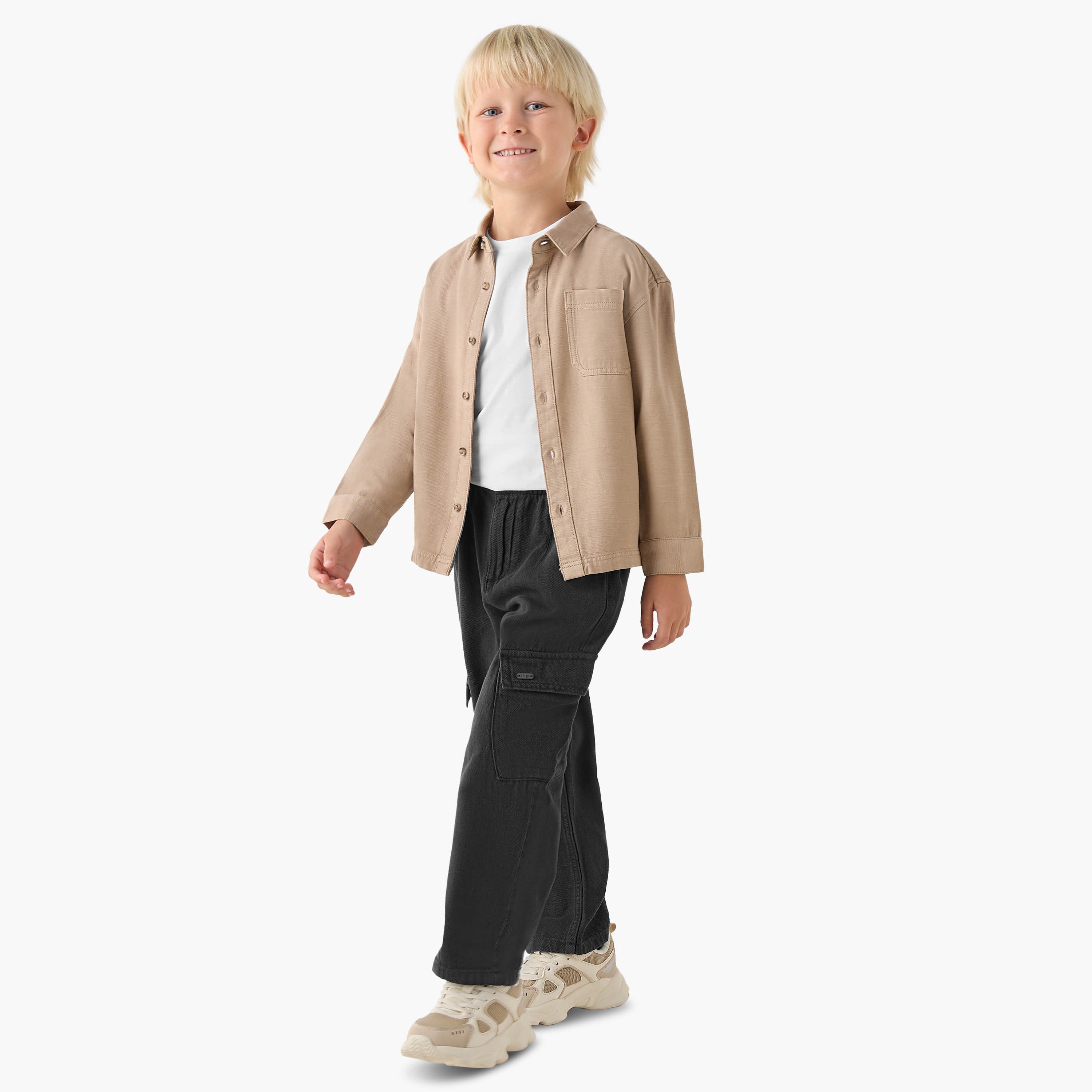Juniors Long Sleeves Shirt with Chest Pocket