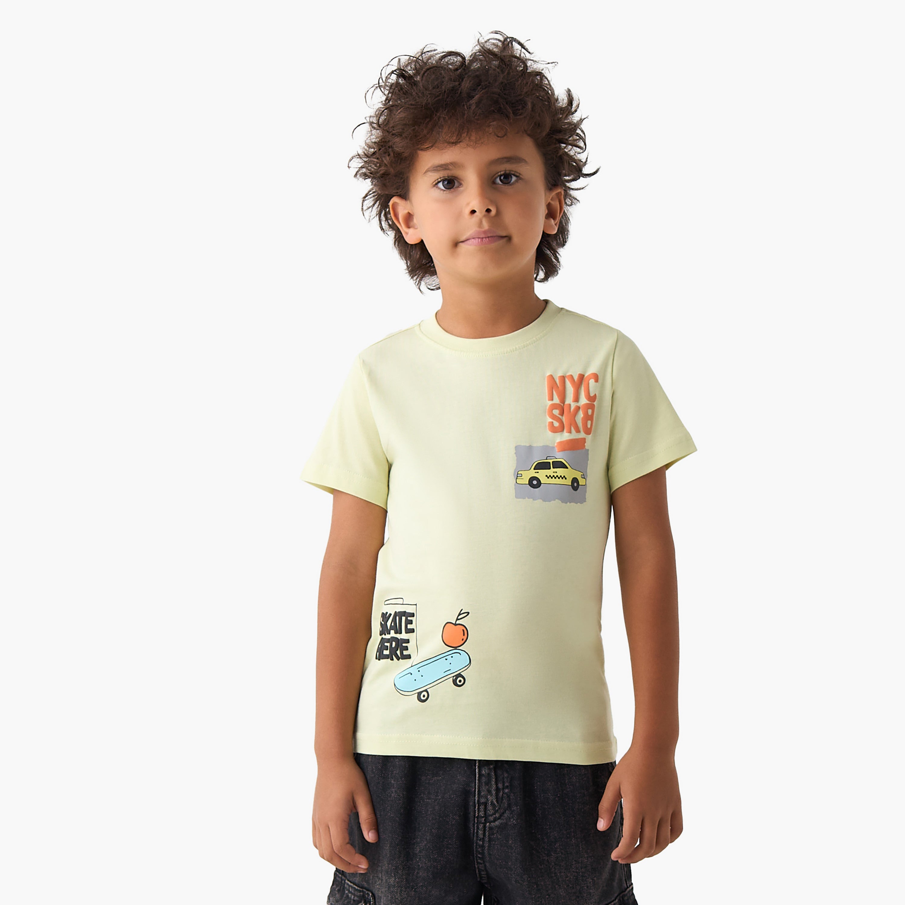 Pack of 2 Juniors Crew Neck Short Sleeves T-shirt with Graphic Print