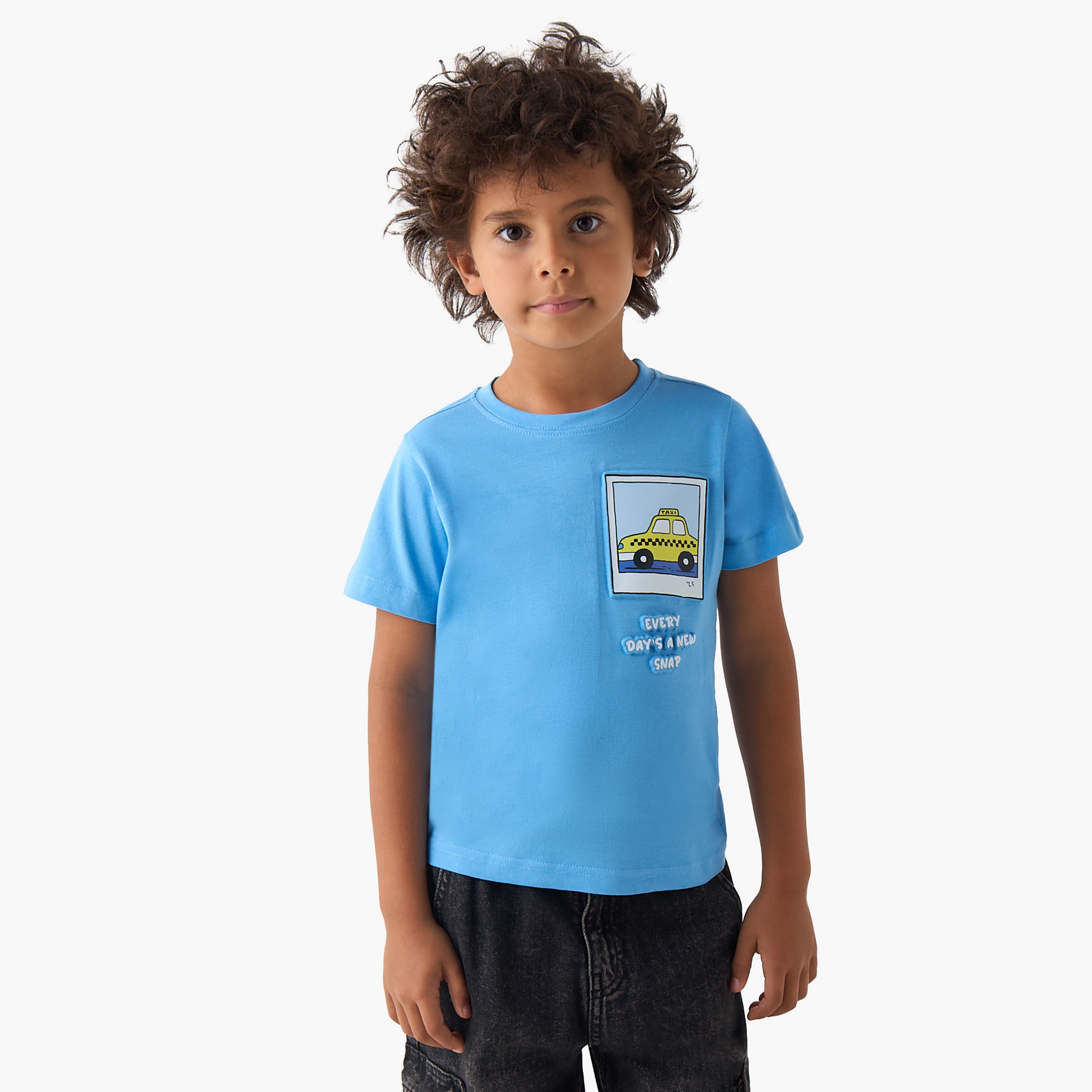 Pack of 2 Juniors Crew Neck Short Sleeves T-shirt with Graphic Print
