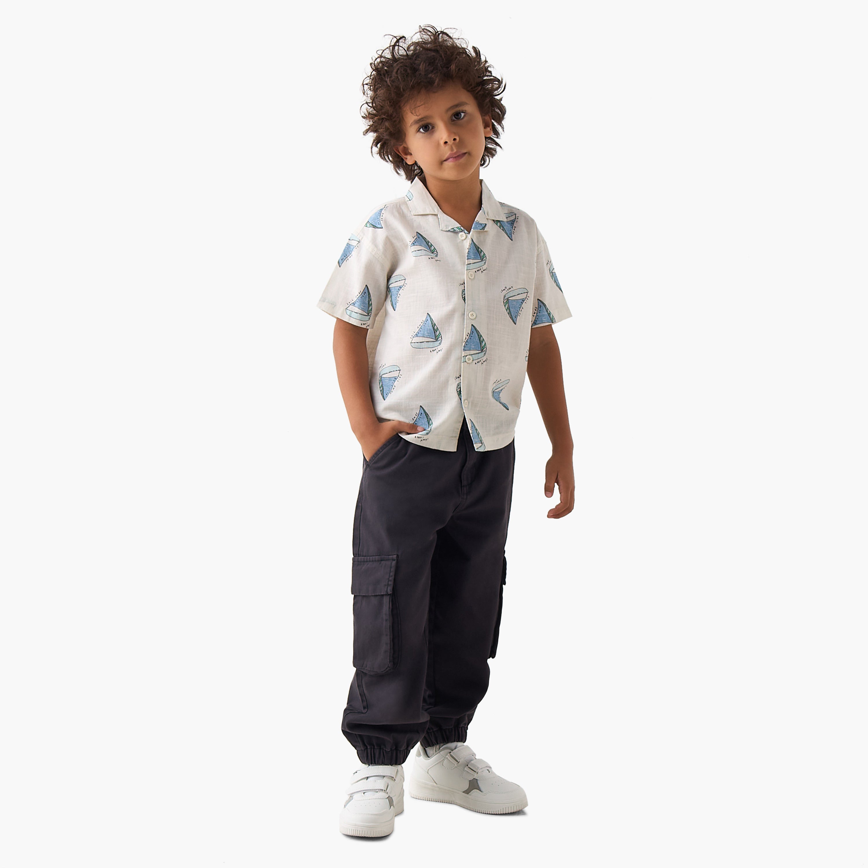 Juniors Short Sleeves Shirt with Sailboat Print