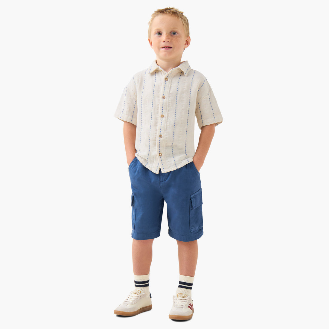 Juniors Short Sleeve Shirt with Stripes