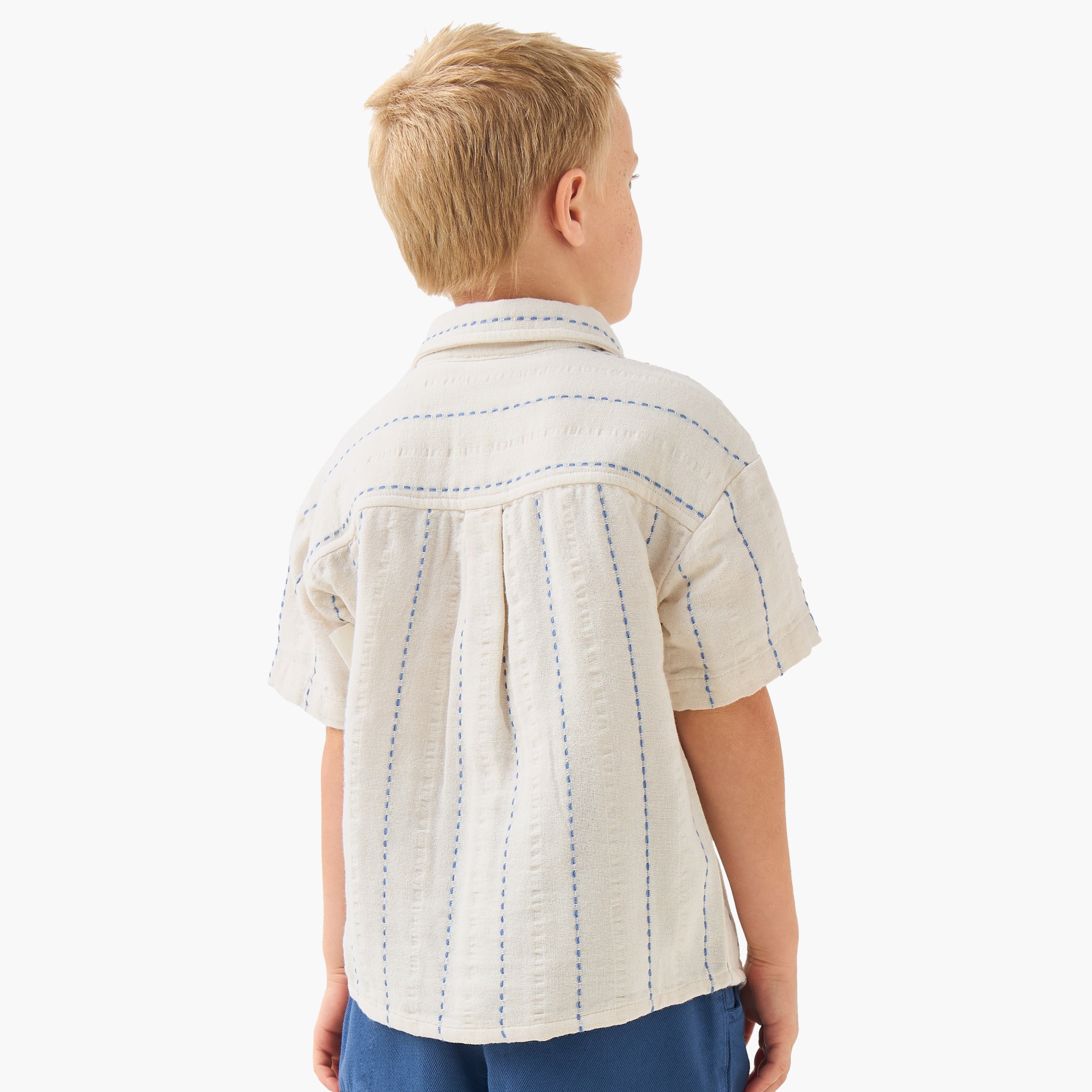 Juniors Short Sleeve Shirt with Stripes