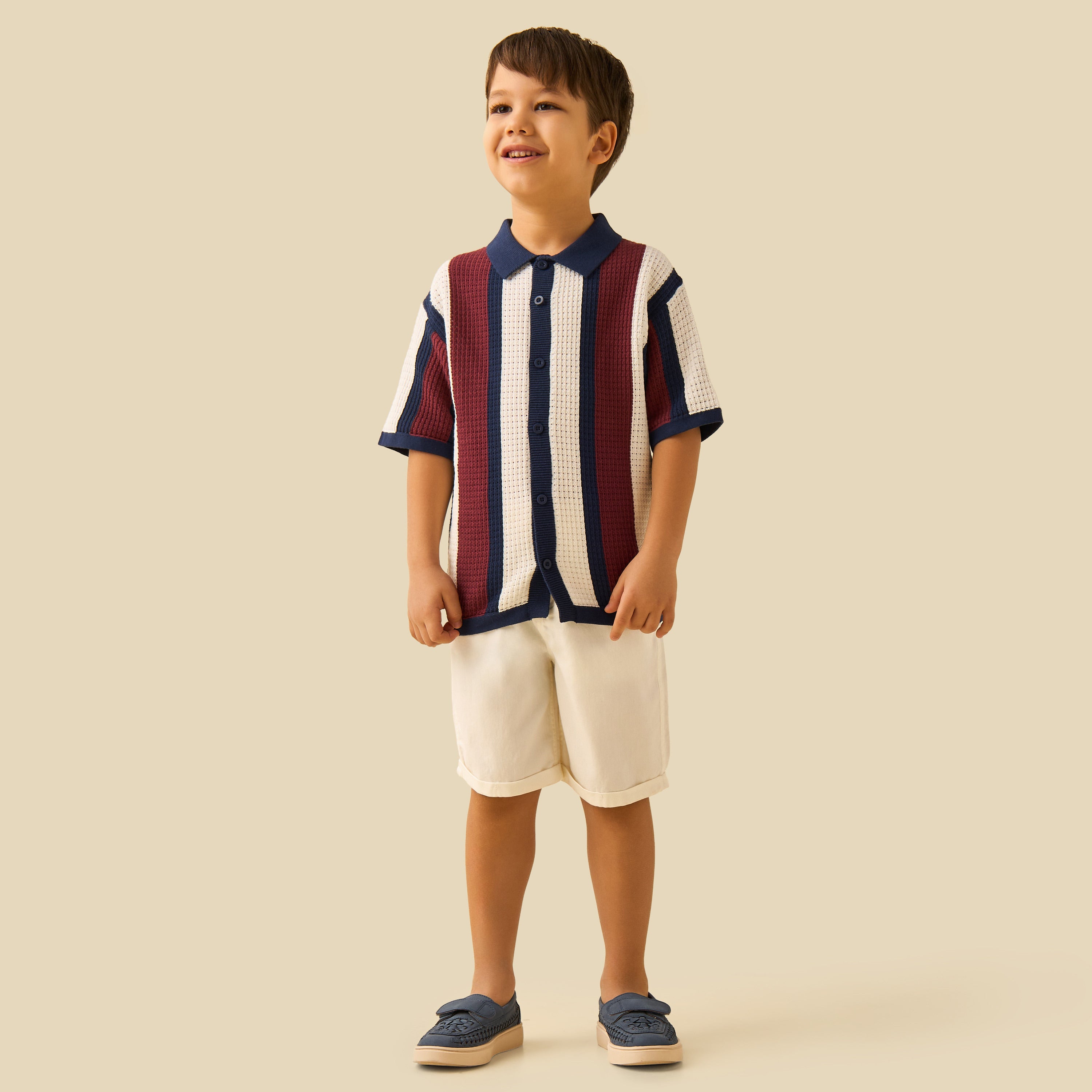 Juniors Striped Shirt with Short Sleeves