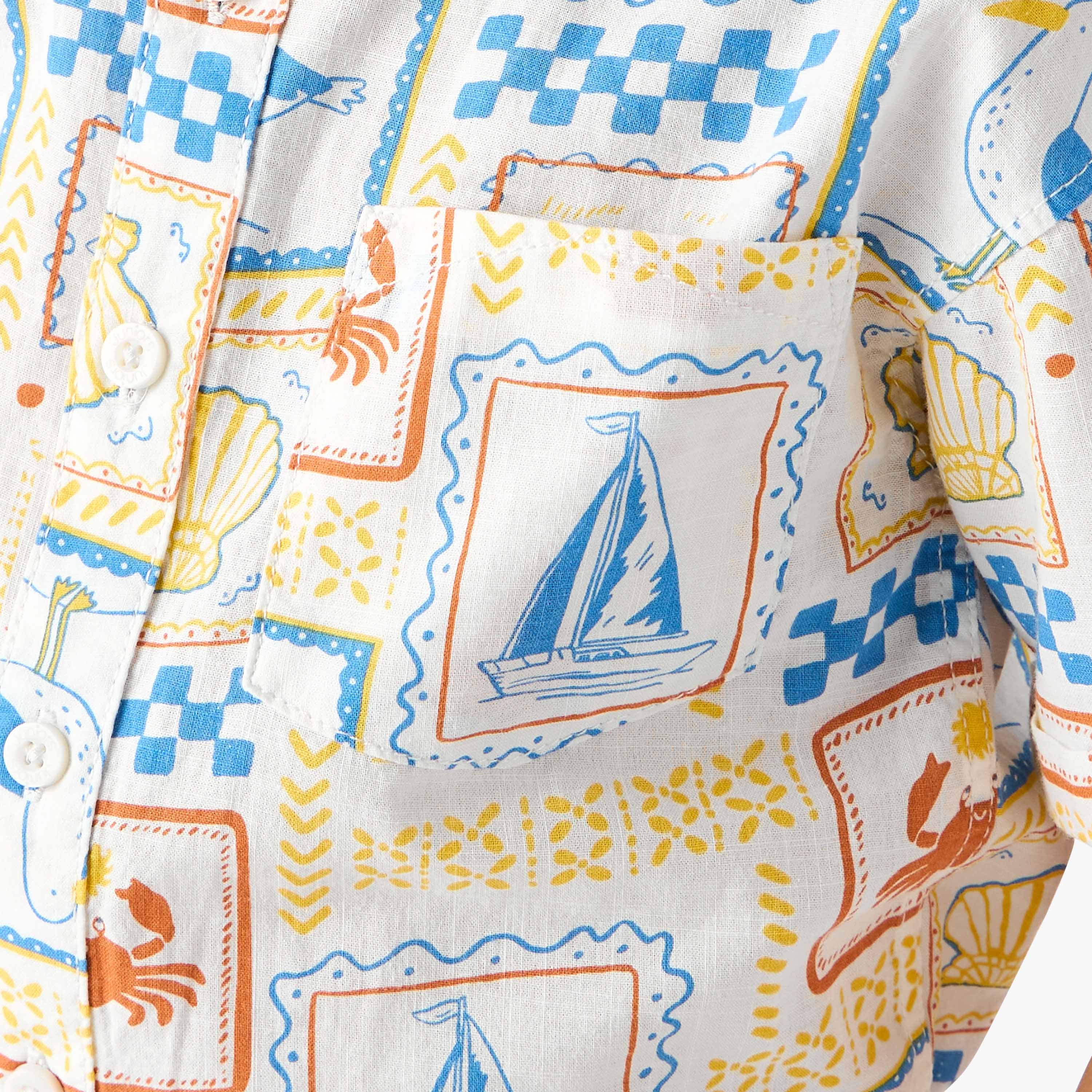 Juniors Collared Short Sleeves Shirt and Shorts Set with Fun Print