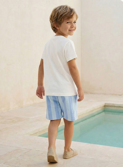 Set of 3 Juniors Crew Neck Short Sleeve T-shirt and Shorts Set with Nautical Print-boys-clothing-setsandcoords-image-4