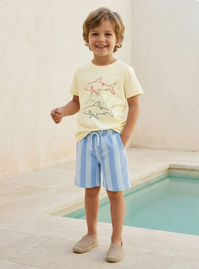 Set of 3 Juniors Crew Neck Short Sleeve T-shirt and Shorts Set with Nautical Print-boys-clothing-setsandcoords-image-8