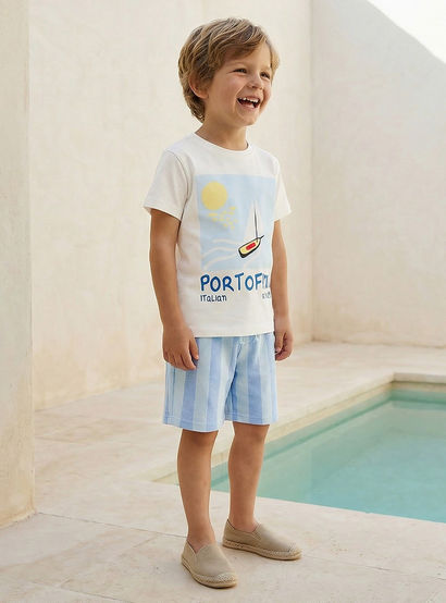 Set of 3 Juniors Crew Neck Short Sleeve T-shirt and Shorts Set with Nautical Print-boys-clothing-setsandcoords-image-9
