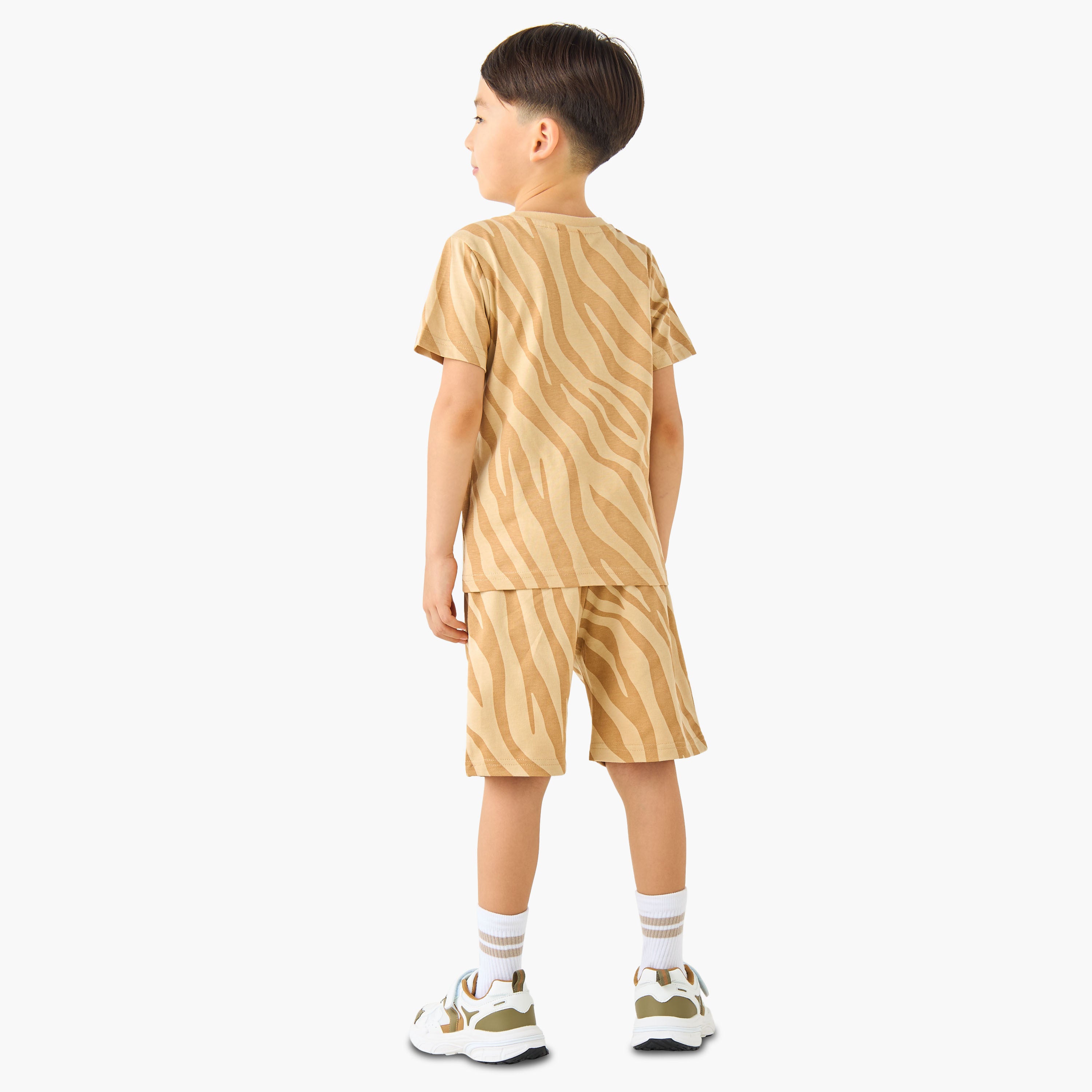 Set of 3 Juniors Crew Neck Short Sleeves T-shirt and Shorts Set with Print