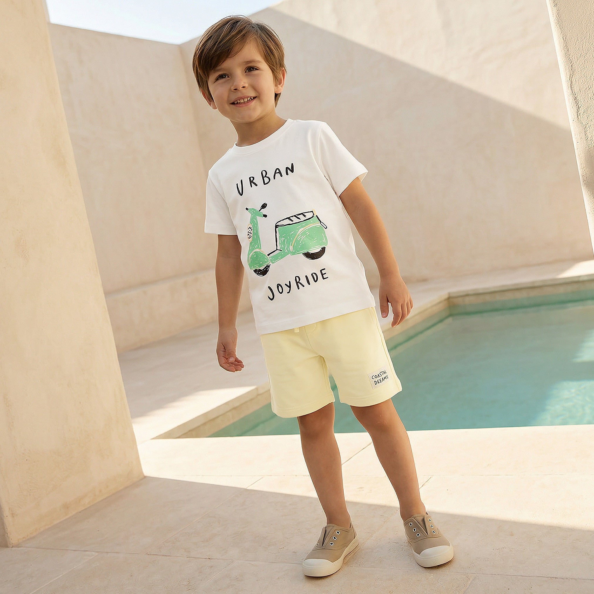 Set of 3 Juniors Crew Neck Short Sleeve T-shirt and Shorts Set with Assorted Print