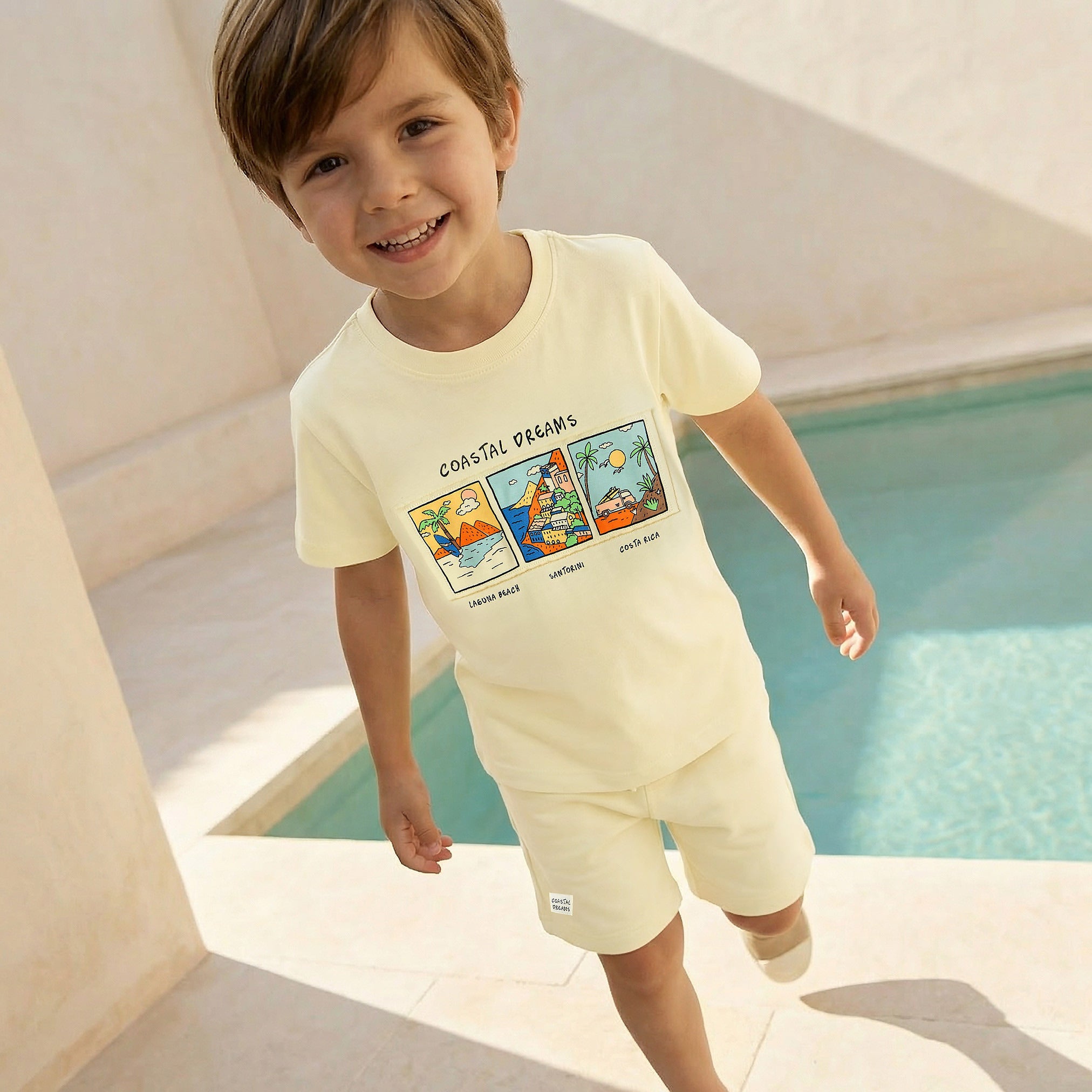Set of 3 Juniors Crew Neck Short Sleeve T-shirt and Shorts Set with Assorted Print