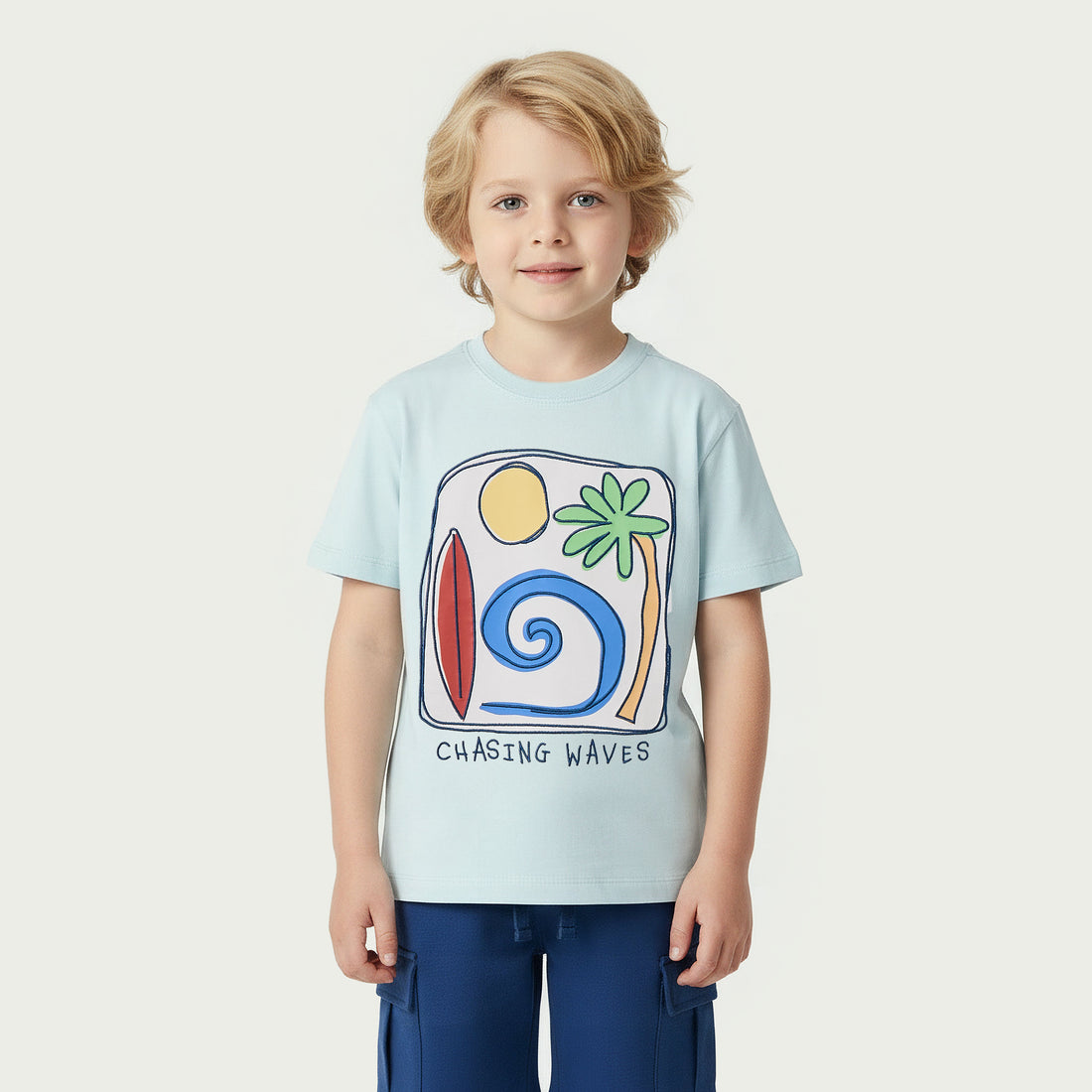 Juniors Crew Neck Short Sleeves T-shirt and Shorts Set with Graphic Print