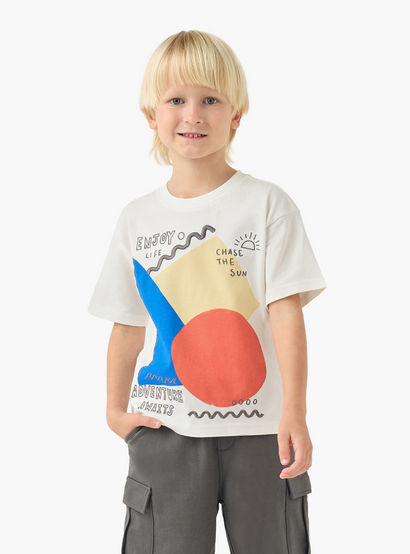 Juniors Crew Neck Short Sleeve T-shirt and Shorts Set with Drawstring Closure-boys-clothing-setsandcoords-image-2