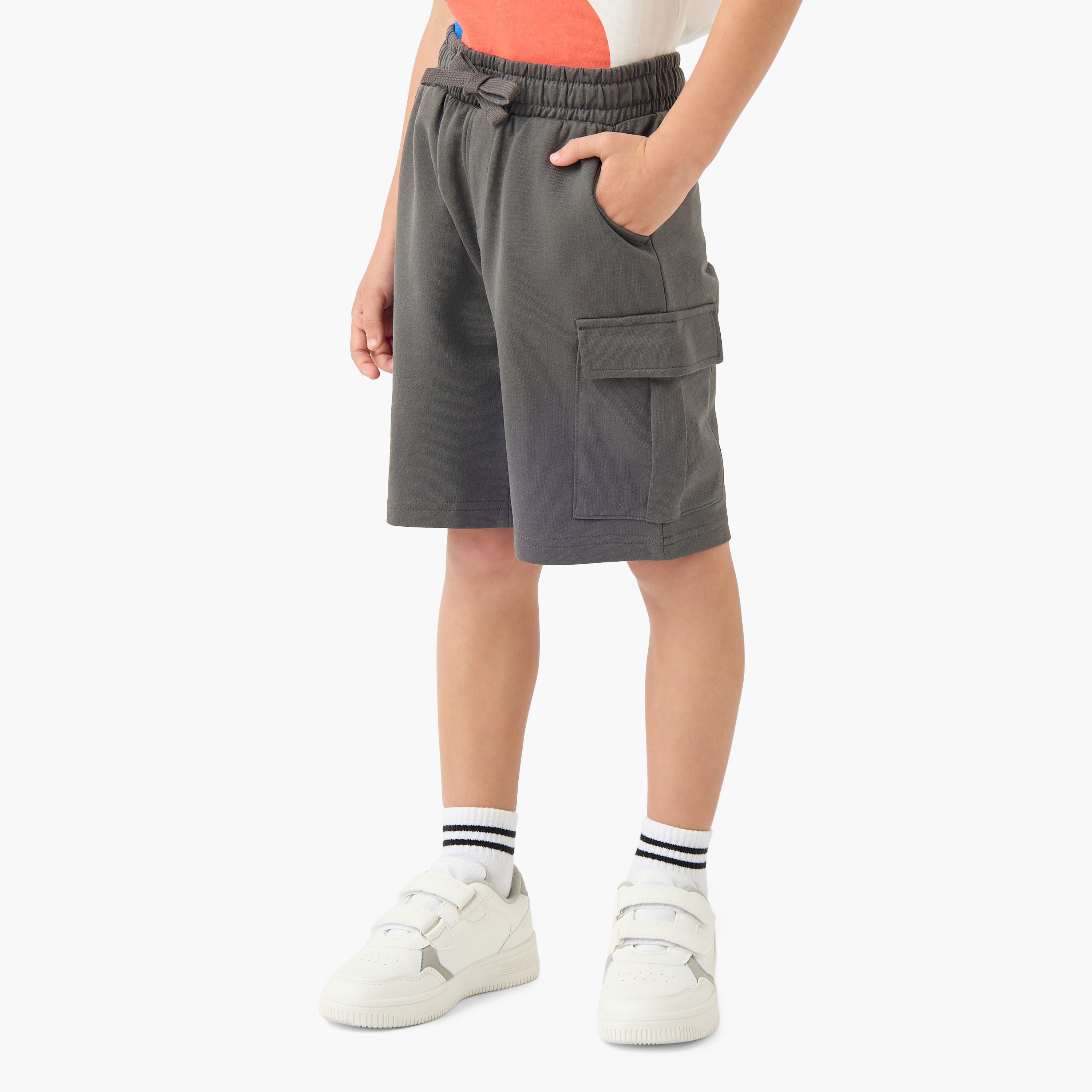 Juniors Crew Neck Short Sleeve T-shirt and Shorts Set with Drawstring Closure