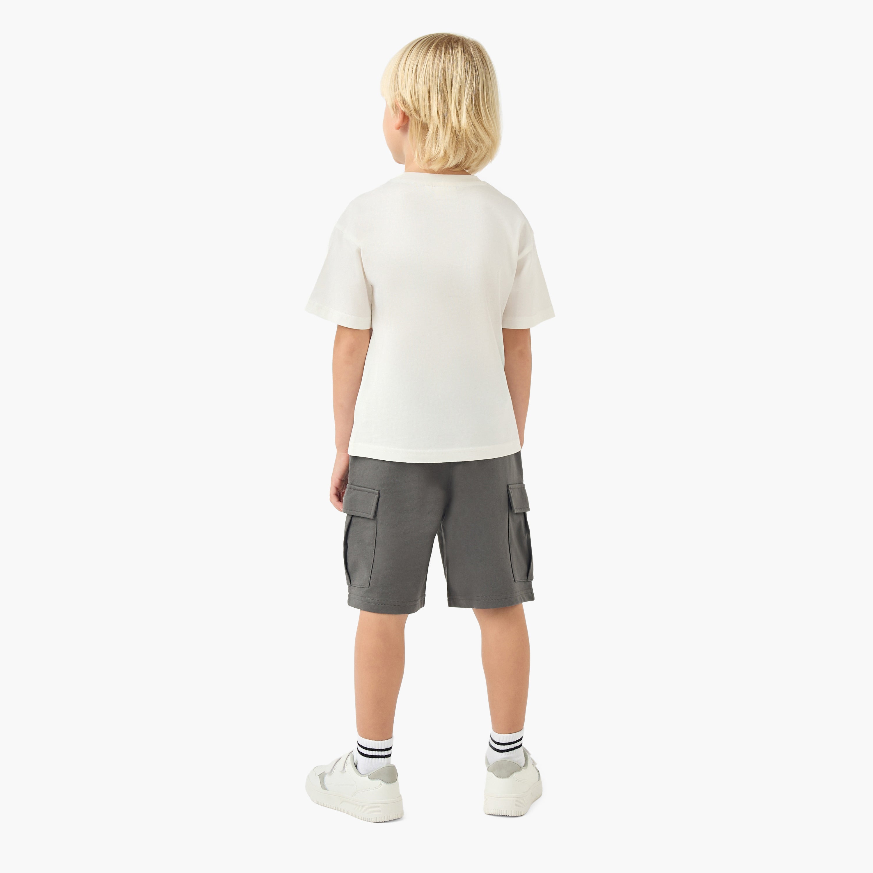 Juniors Crew Neck Short Sleeve T-shirt and Shorts Set with Drawstring Closure