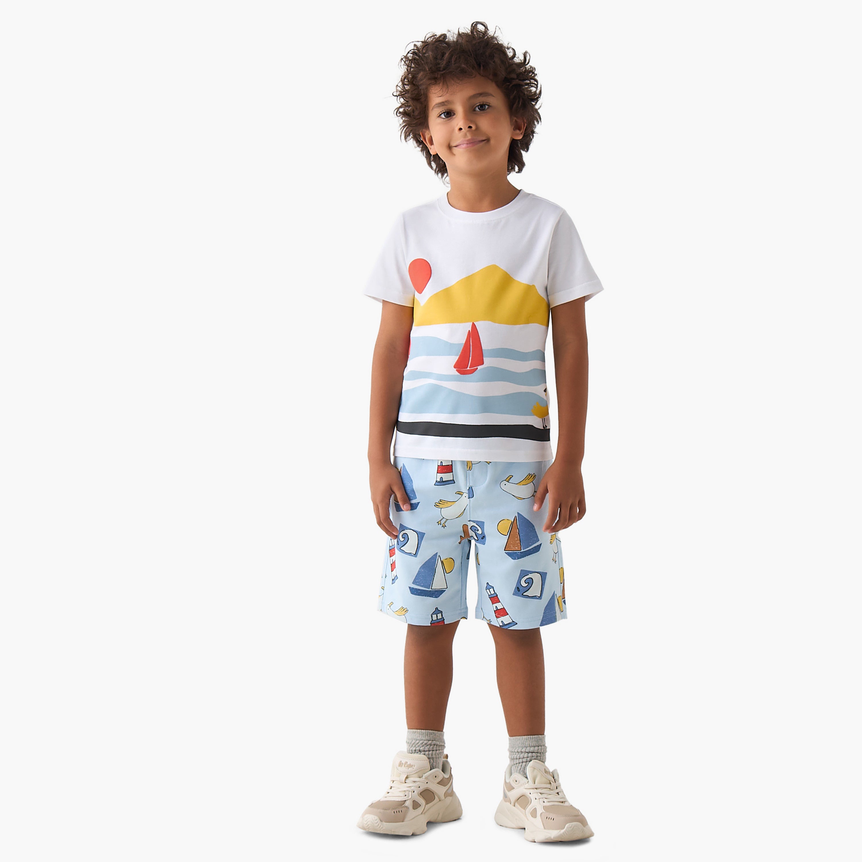 Set of 3 Juniors Crew Neck Short Sleeves T-shirt and Shorts Set with Graphic Print
