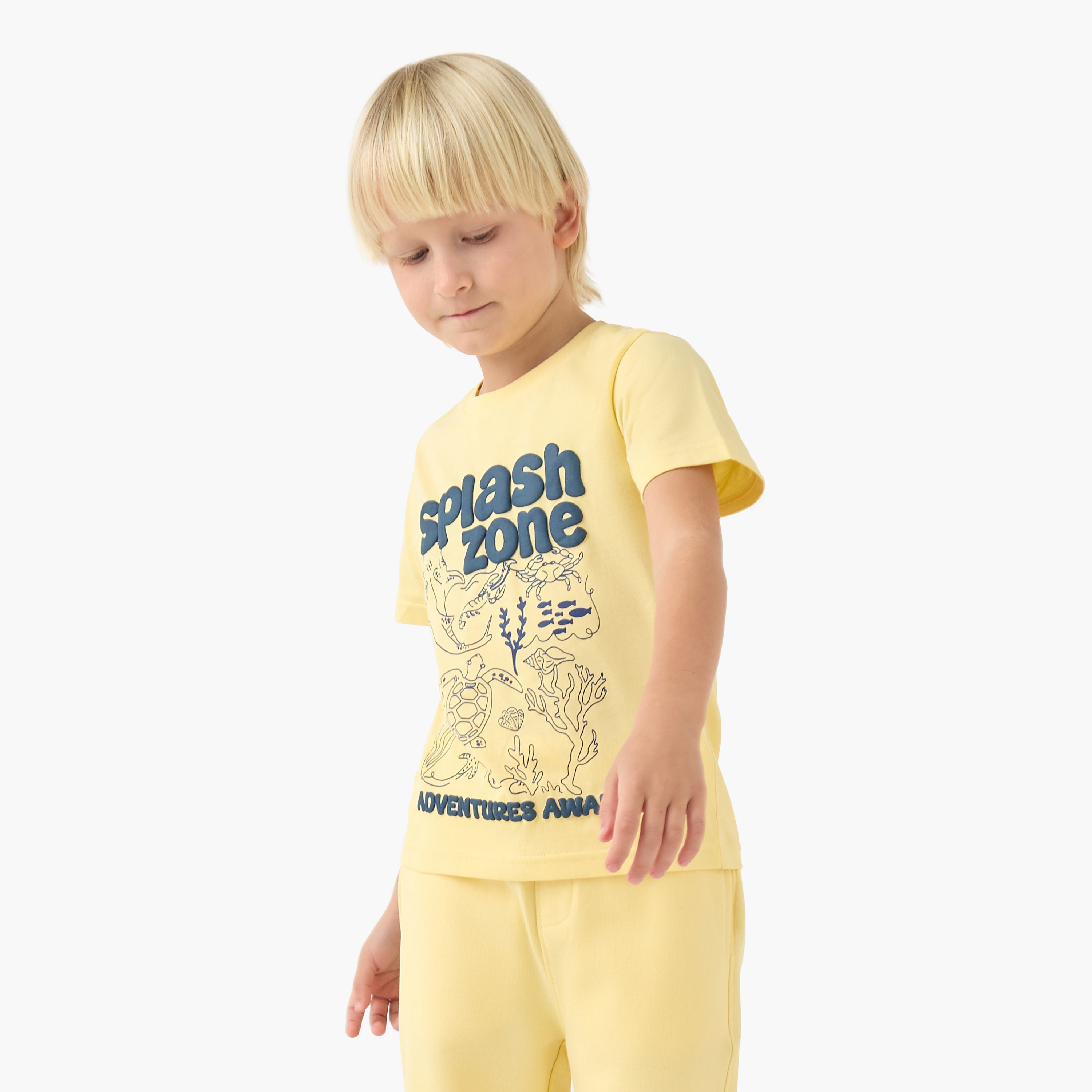 Set of 3 Juniors Crew Neck Short Sleeve T-shirt and Shorts Set with Drawstring Closure