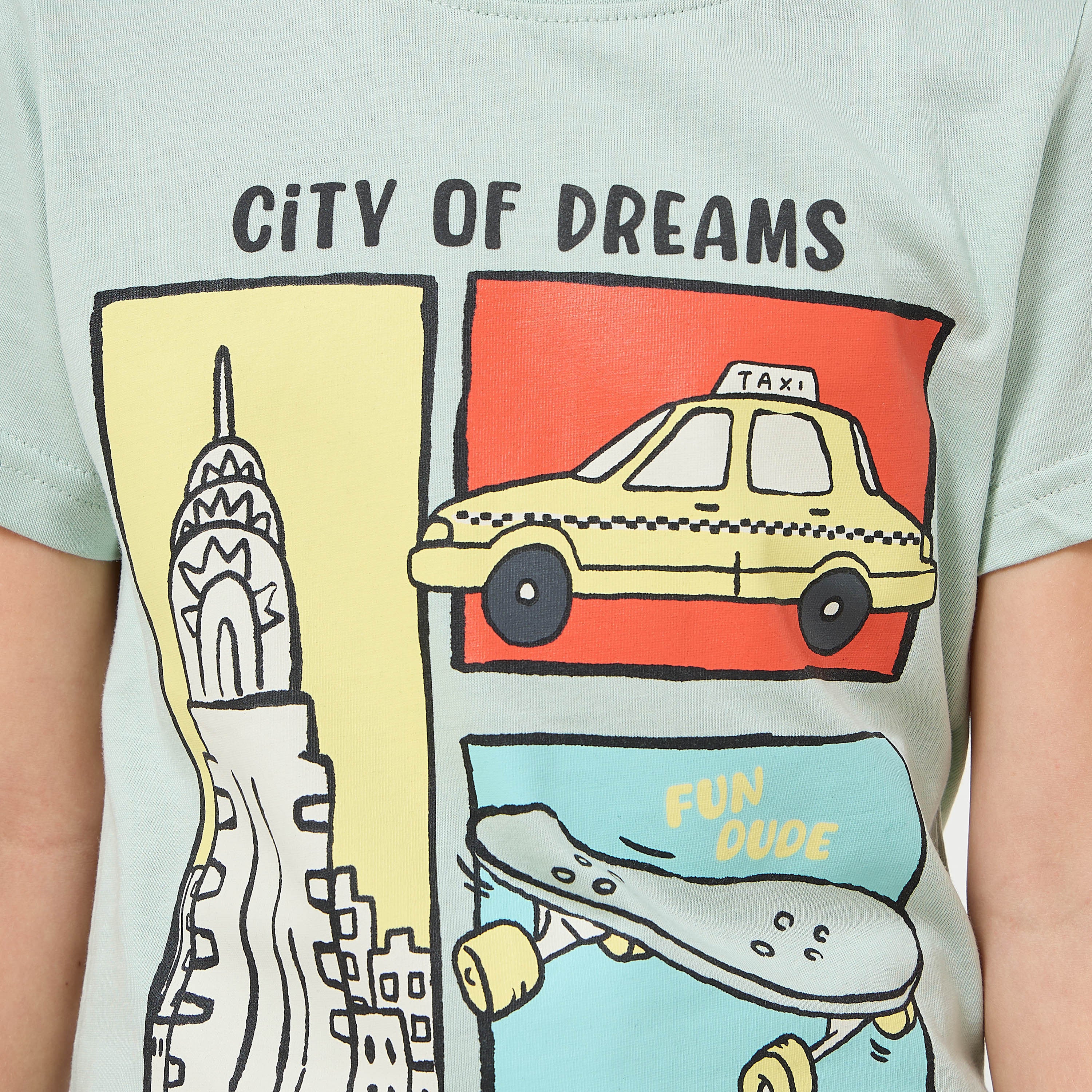 Set of 3 Juniors Crew Neck Short Sleeves T-shirt and Shorts Set with New York Print