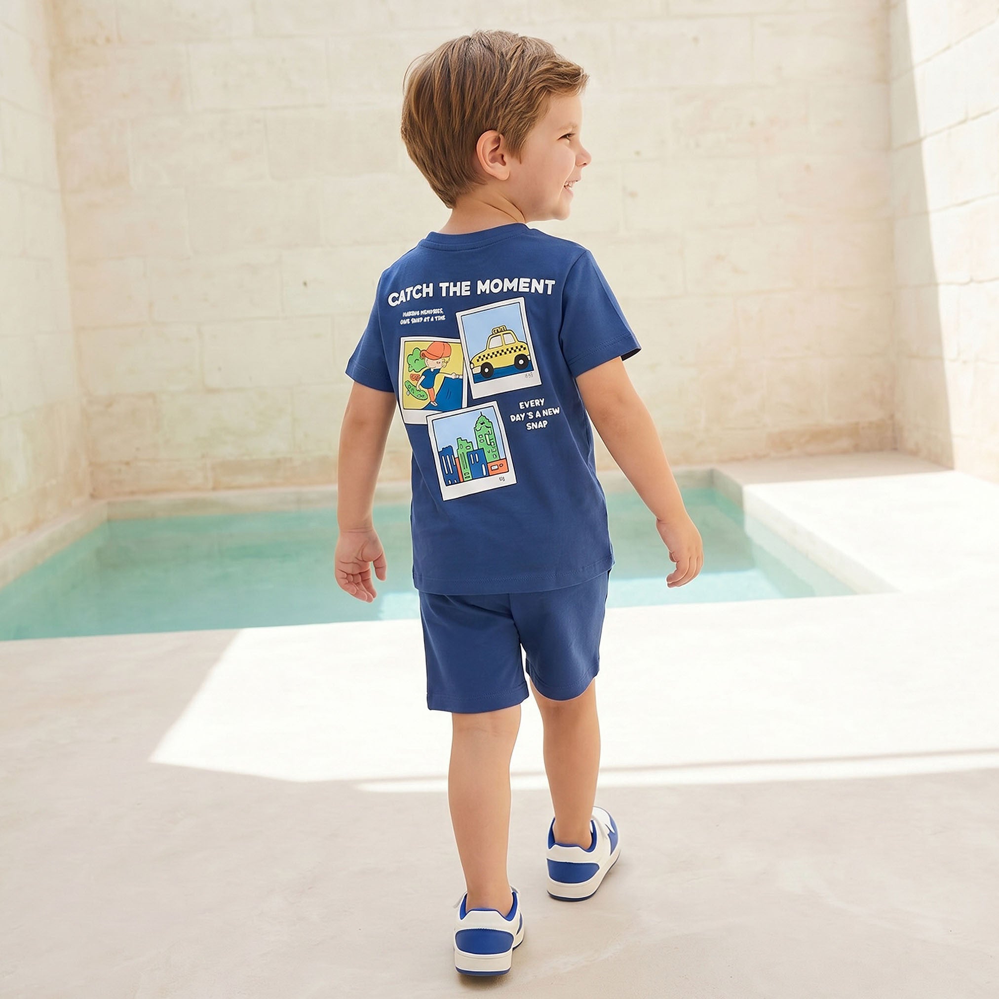 Set of 3 Juniors Crew Neck Short Sleeve T-shirt and Shorts Set with Graphic Print