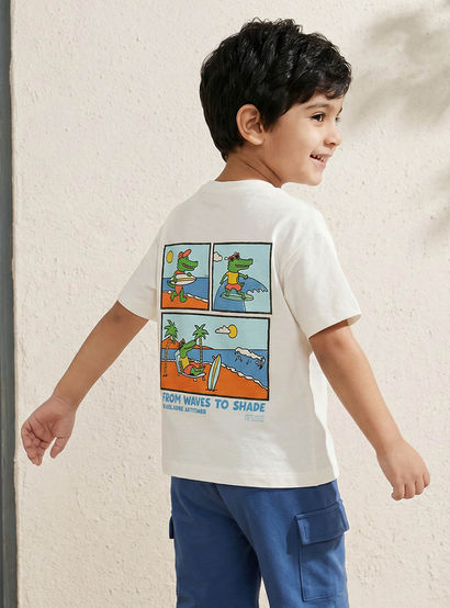 Juniors Crew Neck Short Sleeves T-shirt and Shorts Set with Graphic Print-boys-clothing-setsandcoords-image-1