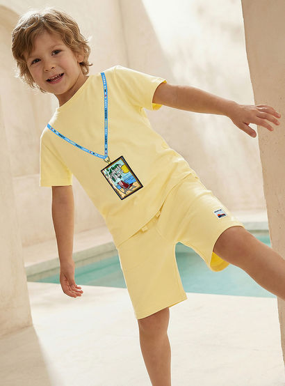 Set of 3 Juniors Crew Neck Short Sleeve T-shirt and Shorts Set with Beach Print-boys-clothing-setsandcoords-image-3