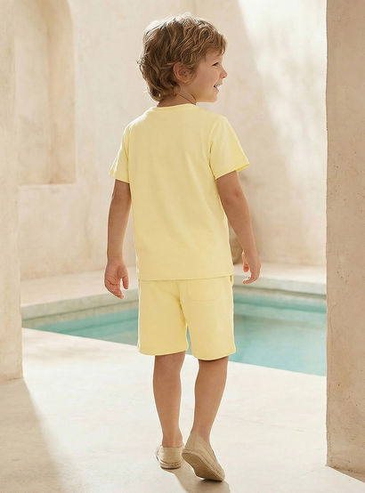 Set of 3 Juniors Crew Neck Short Sleeve T-shirt and Shorts Set with Beach Print-boys-clothing-setsandcoords-image-5