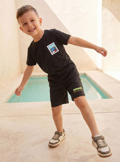 Set of 3 Juniors Crew Neck Short Sleeves T-shirt and Shorts Set with Print-boys-clothing-setsandcoords-image-2