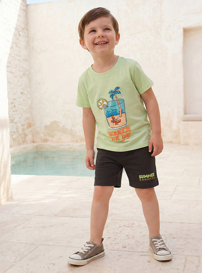Set of 3 Juniors Crew Neck Short Sleeves T-shirt and Shorts Set with Print-boys-clothing-setsandcoords-image-3